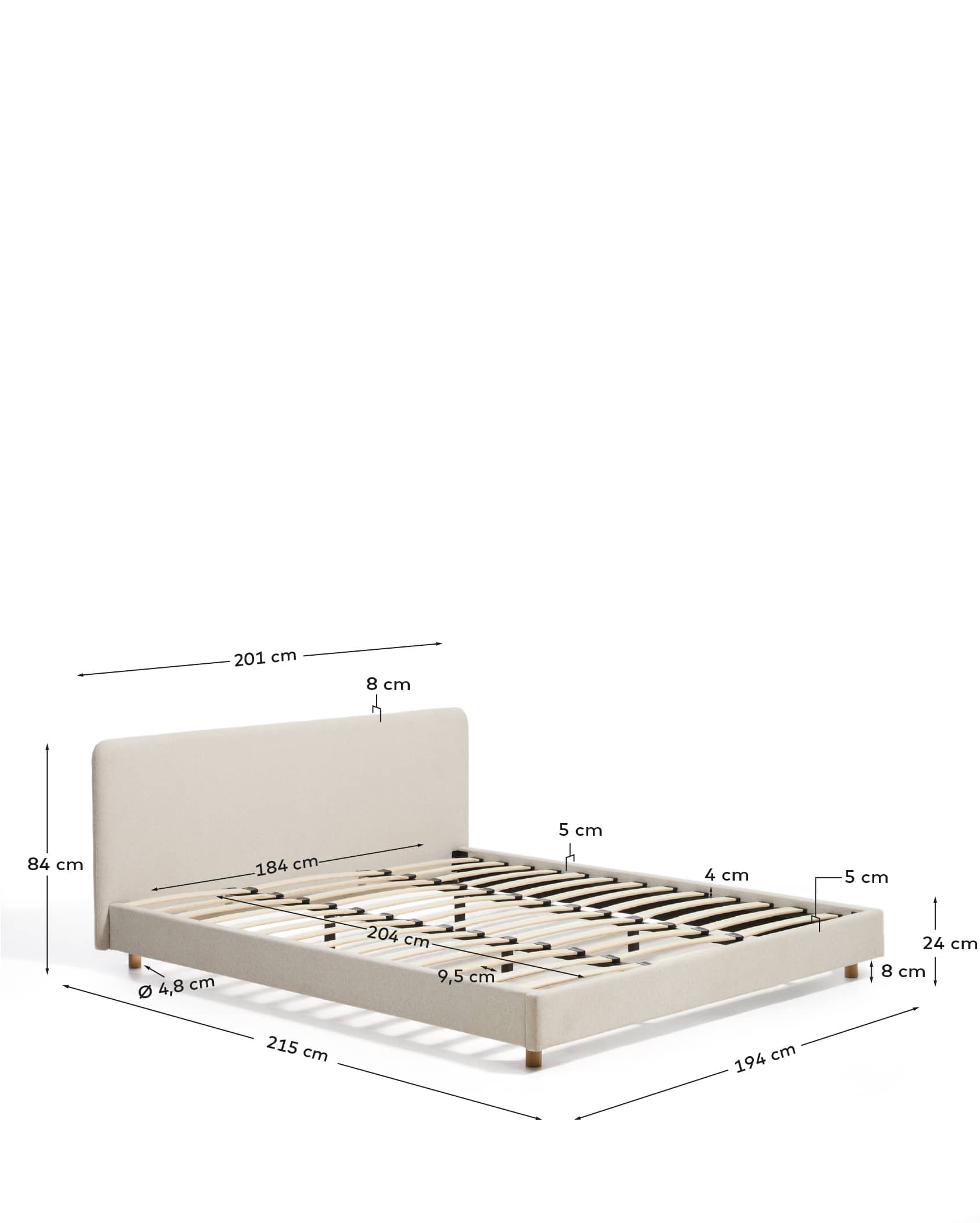 Selven beige chenille bed for 180 x 200cm mattress