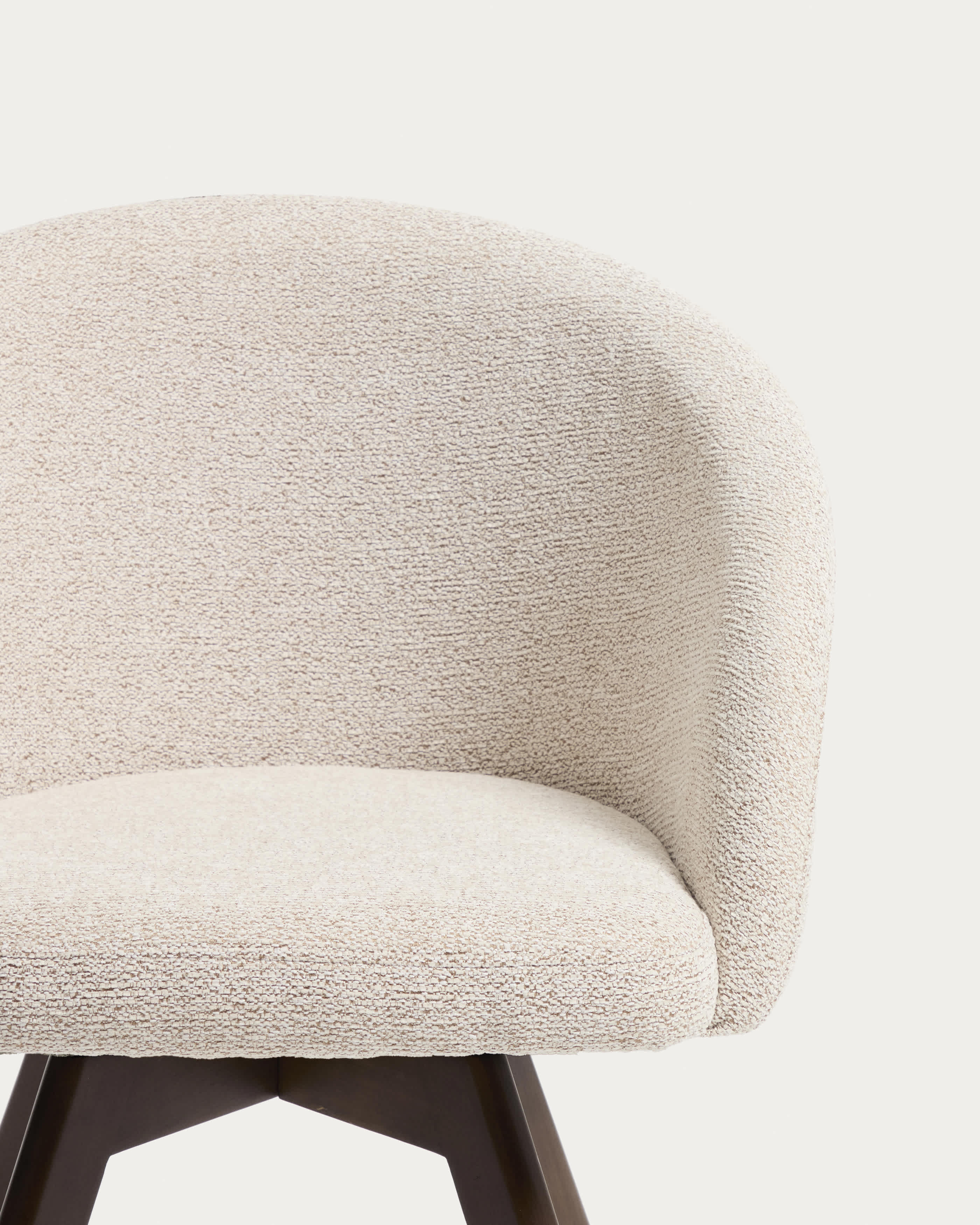 Marvin beige chenille swivel chair with solid beech wood legs in a natural finish FSC 100%