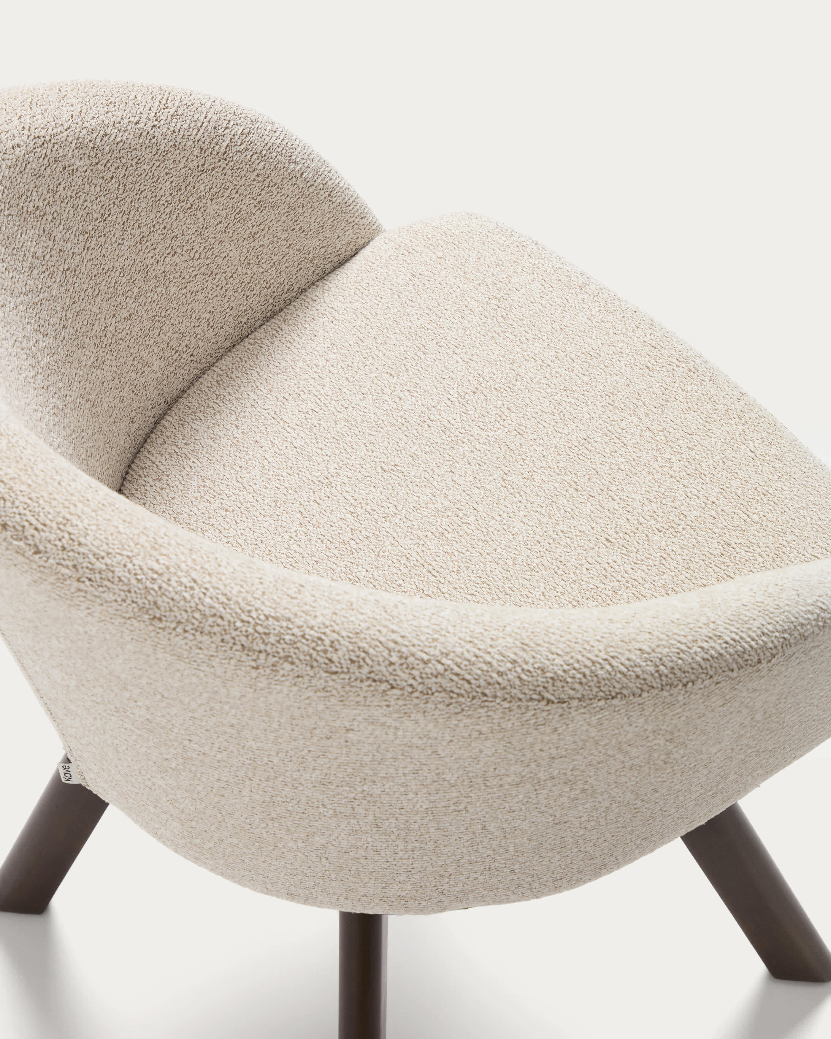 Marvin beige chenille swivel chair with solid beech wood legs in a natural finish FSC 100%