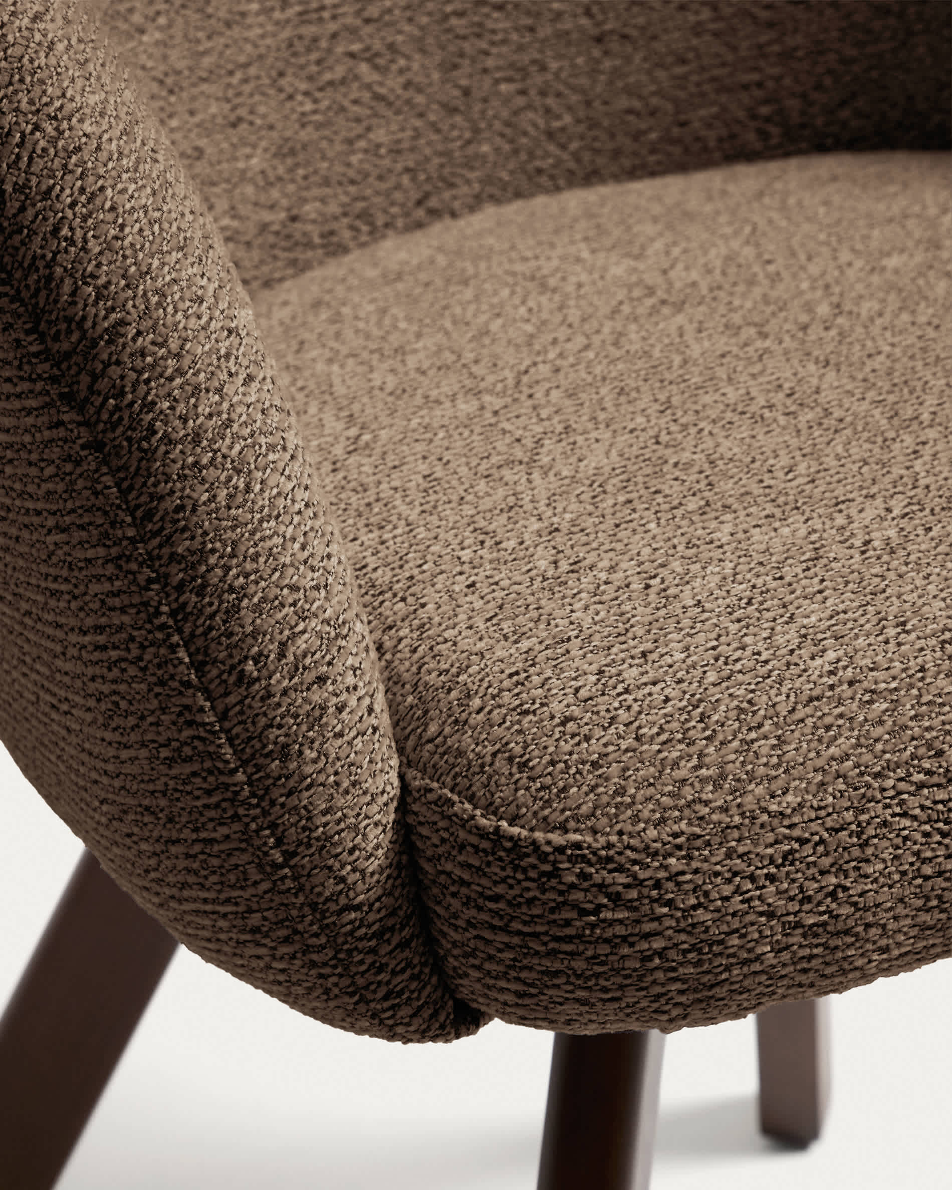 Marvin brown chenille swivel chair with solid beech wood legs with a walnut finish FSC 100%