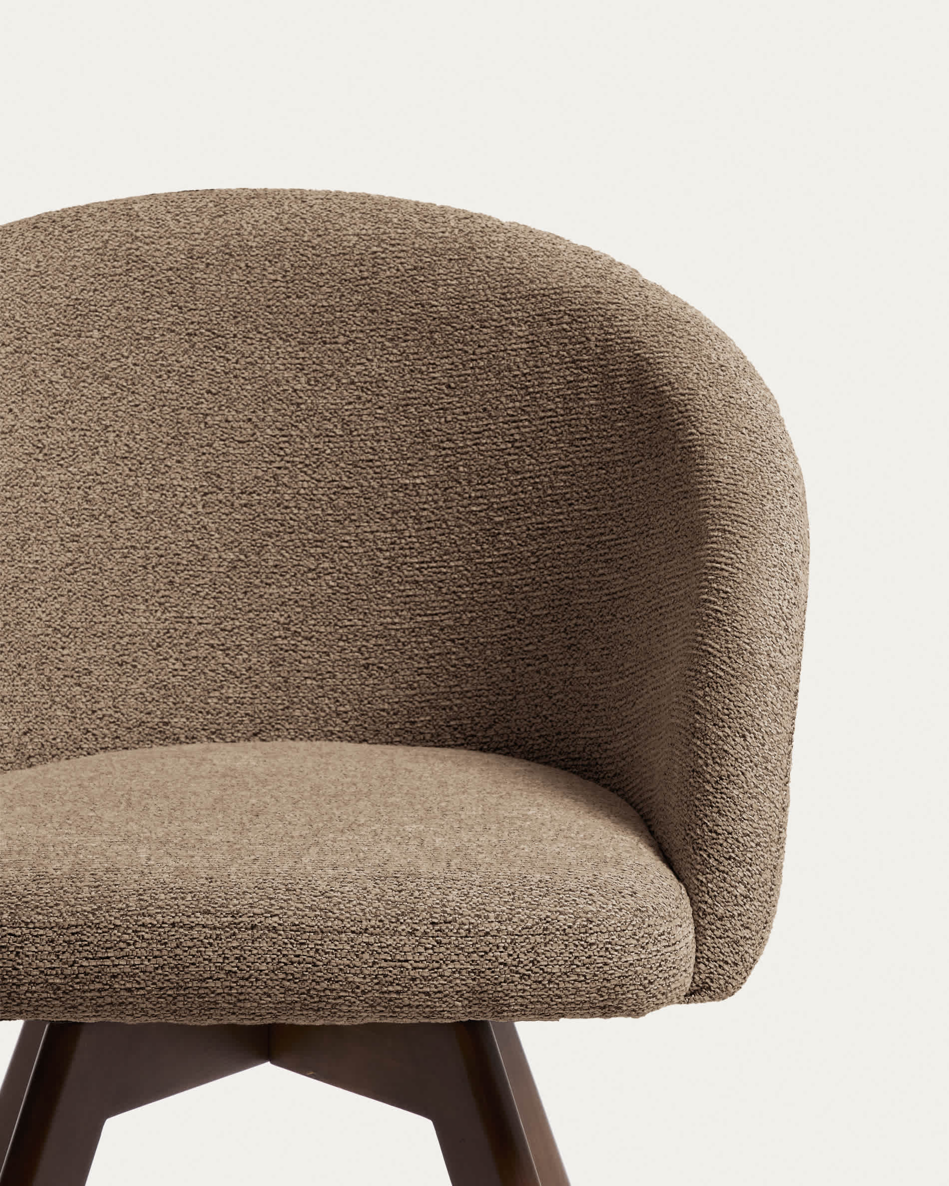 Marvin brown chenille swivel chair with solid beech wood legs with a walnut finish FSC 100%