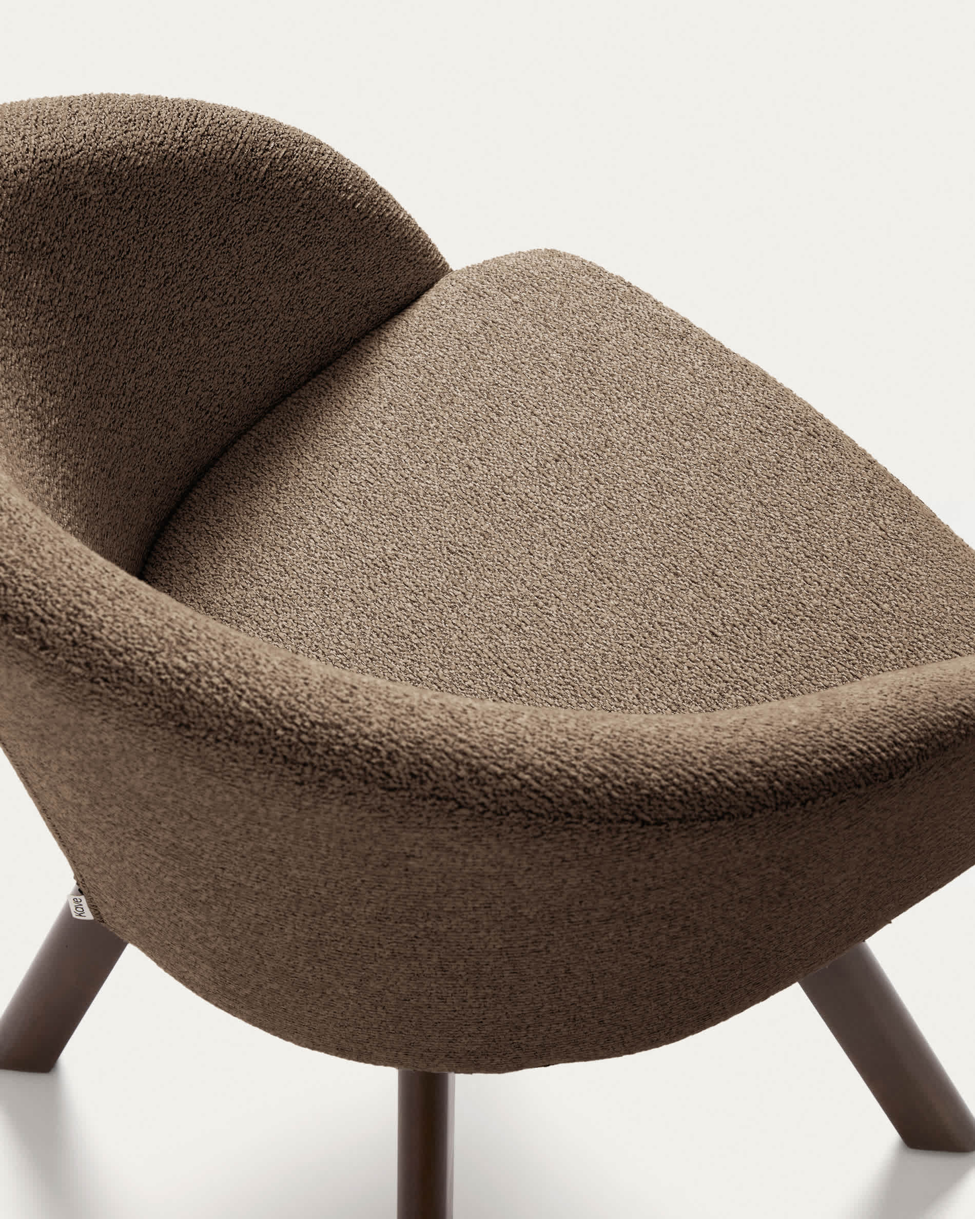 Marvin brown chenille swivel chair with solid beech wood legs with a walnut finish FSC 100%