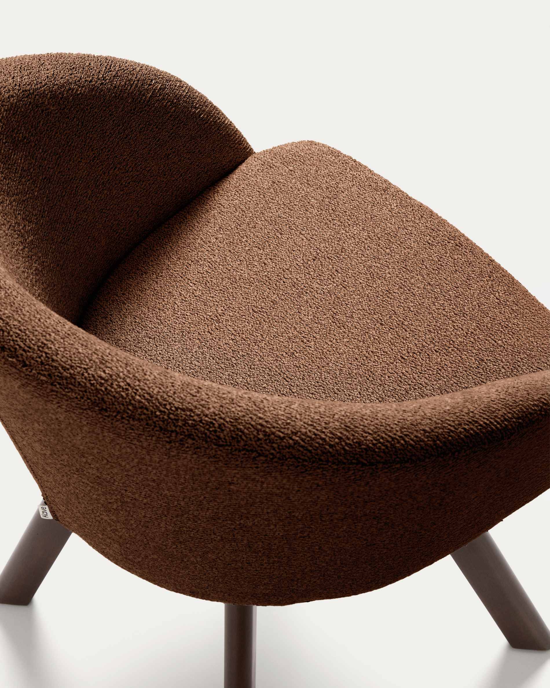 Marvin terracotta chenille swivel chair with solid beech wood legs with a walnut finish FSC 100%