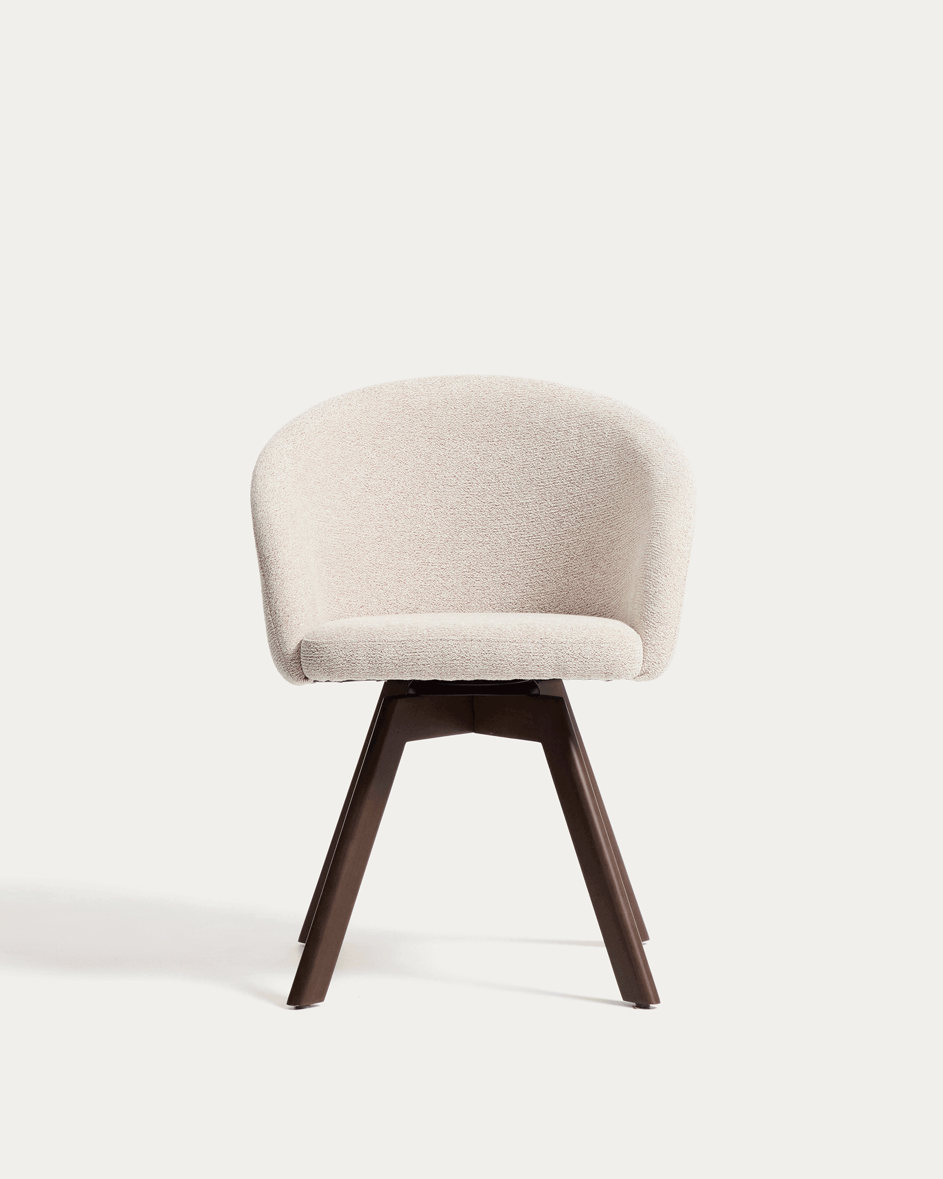 Marvin beige chenille swivel chair with solid beech wood legs in a natural finish FSC 100%