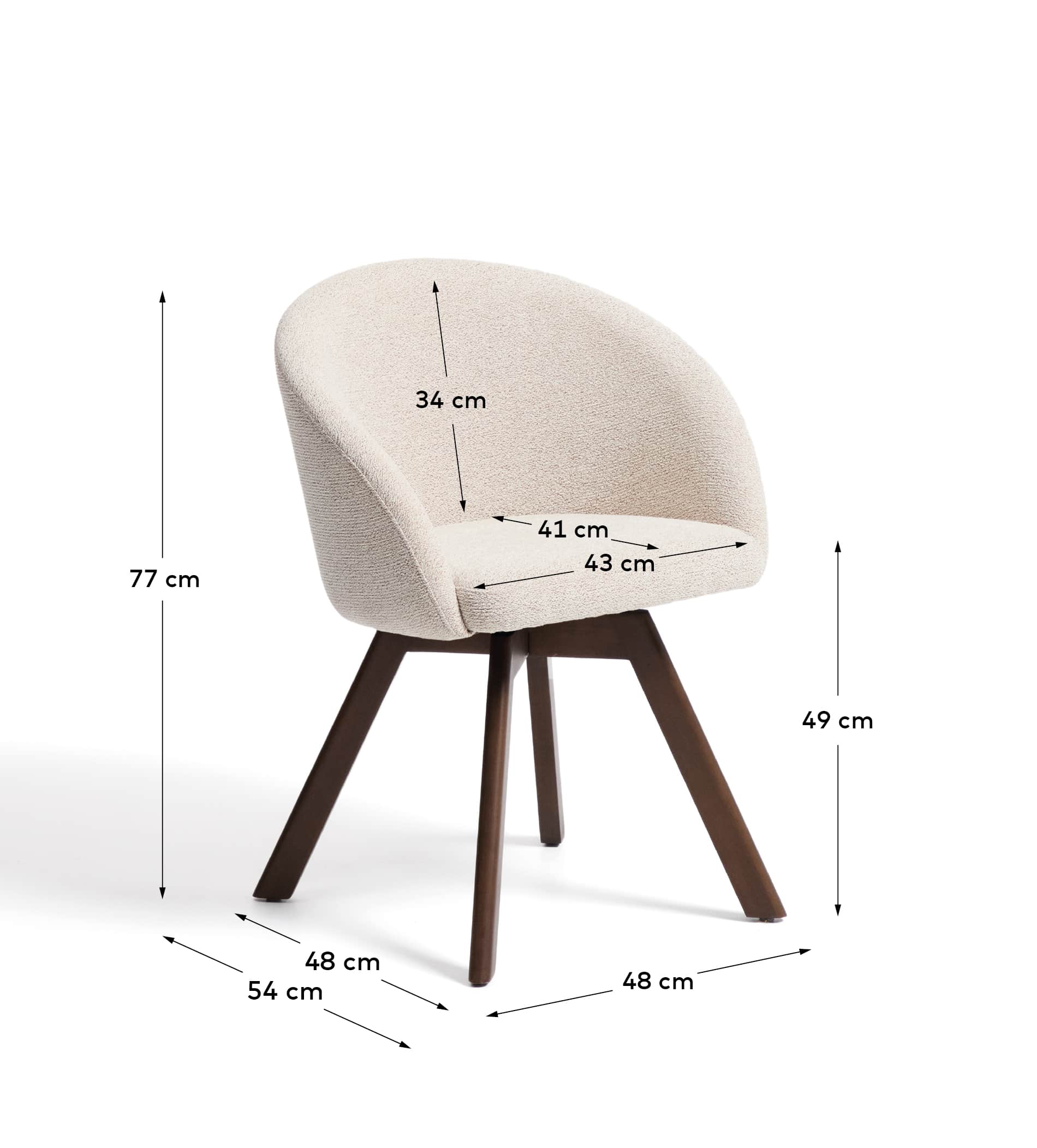 Marvin beige chenille swivel chair with solid beech wood legs in a natural finish FSC 100%