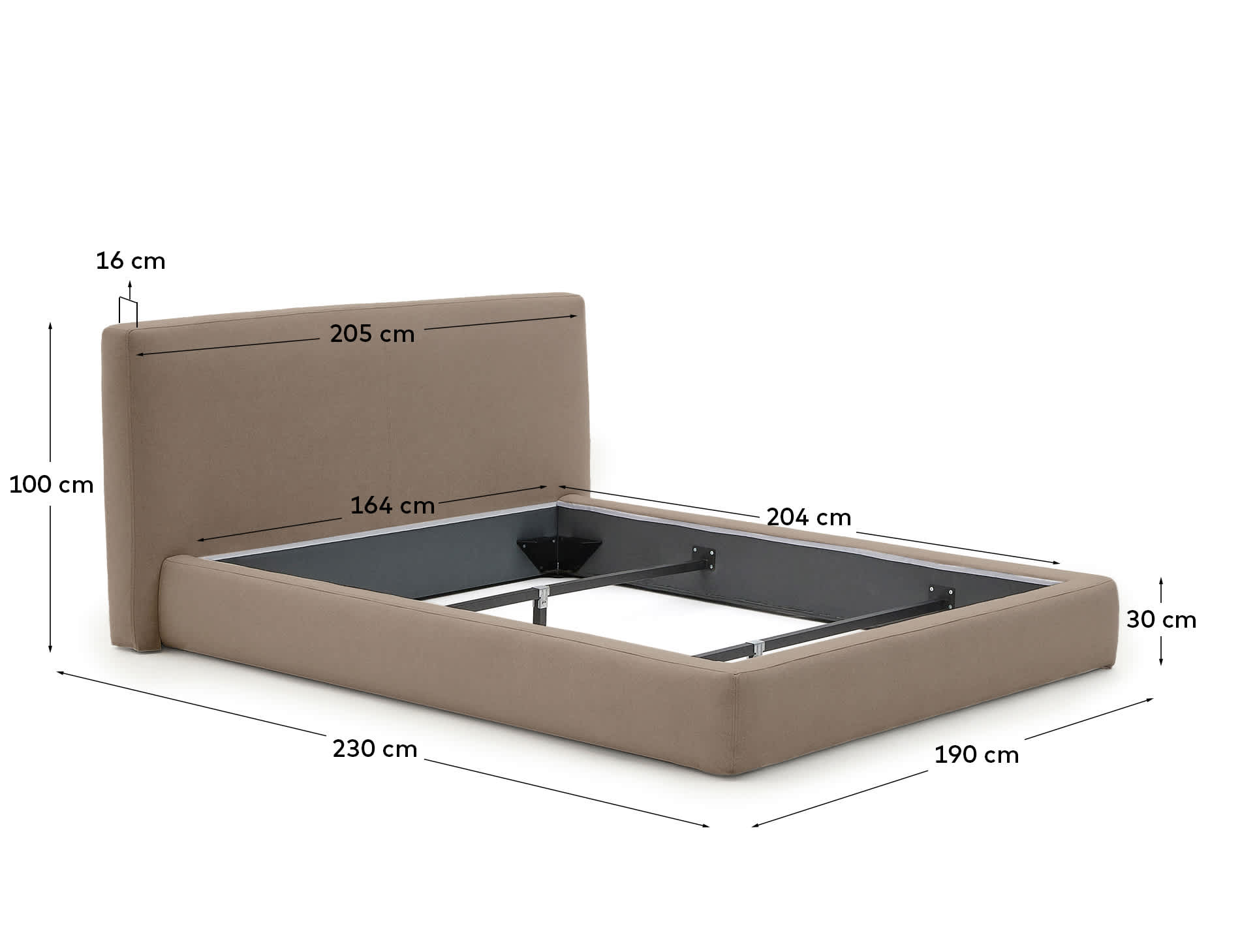 Blok brown bed with removable cover for 160 x 200cm mattress FSC Mix Credit