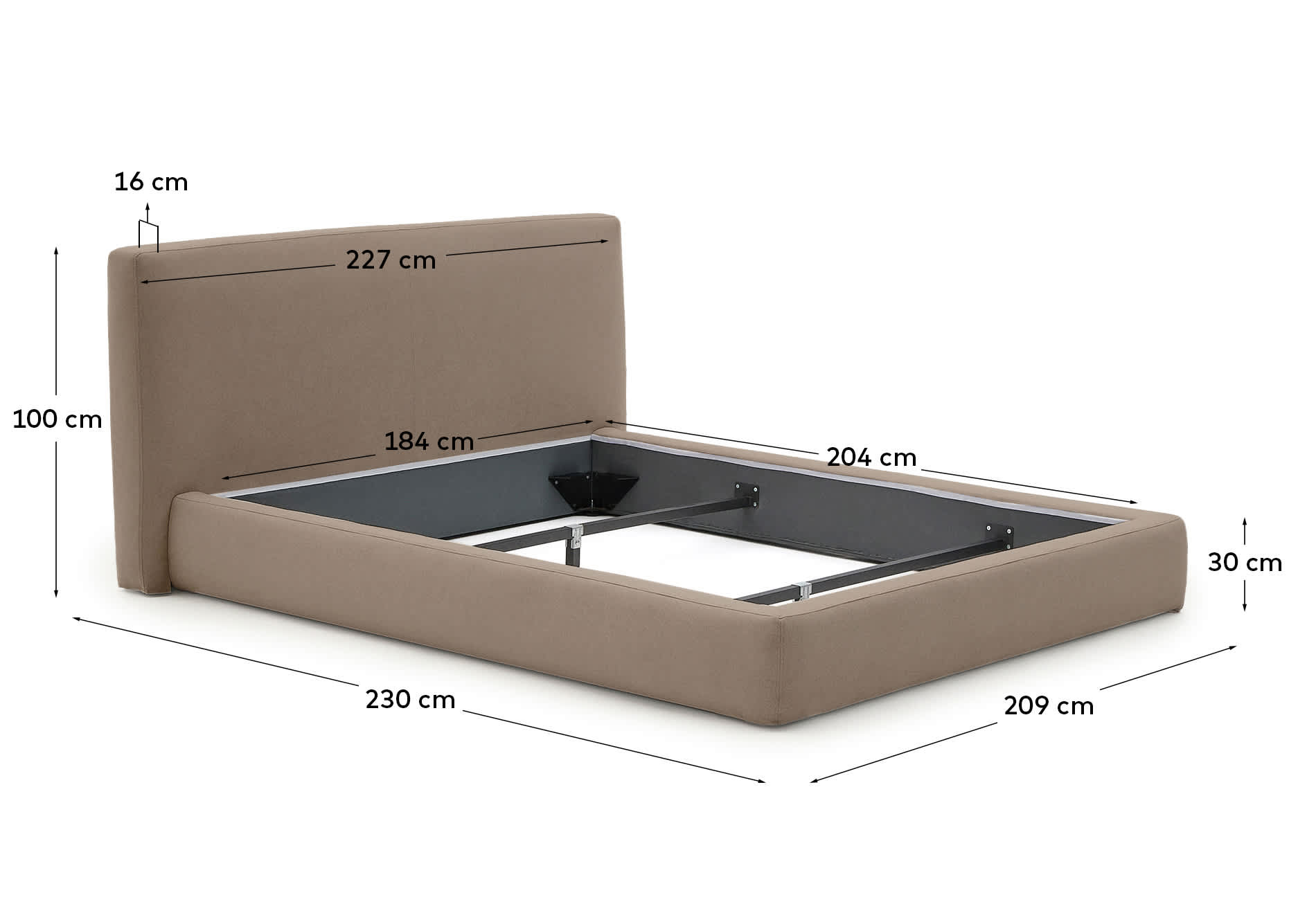 Blok brown bed with removable cover for 180 x 200cm mattress FSC Mix Credit