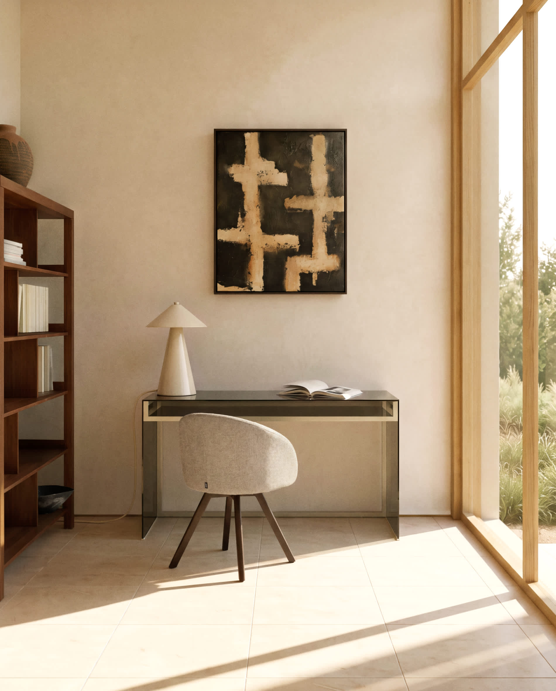 Ceren beige ceramic table lamp 54 cm