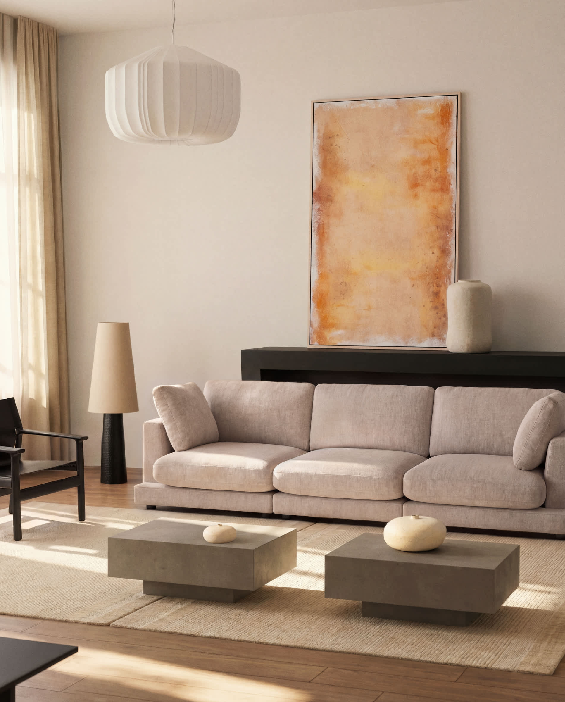 Gala 4-seater sofa in beige micro bouclé FSC Mix Credit 300cm