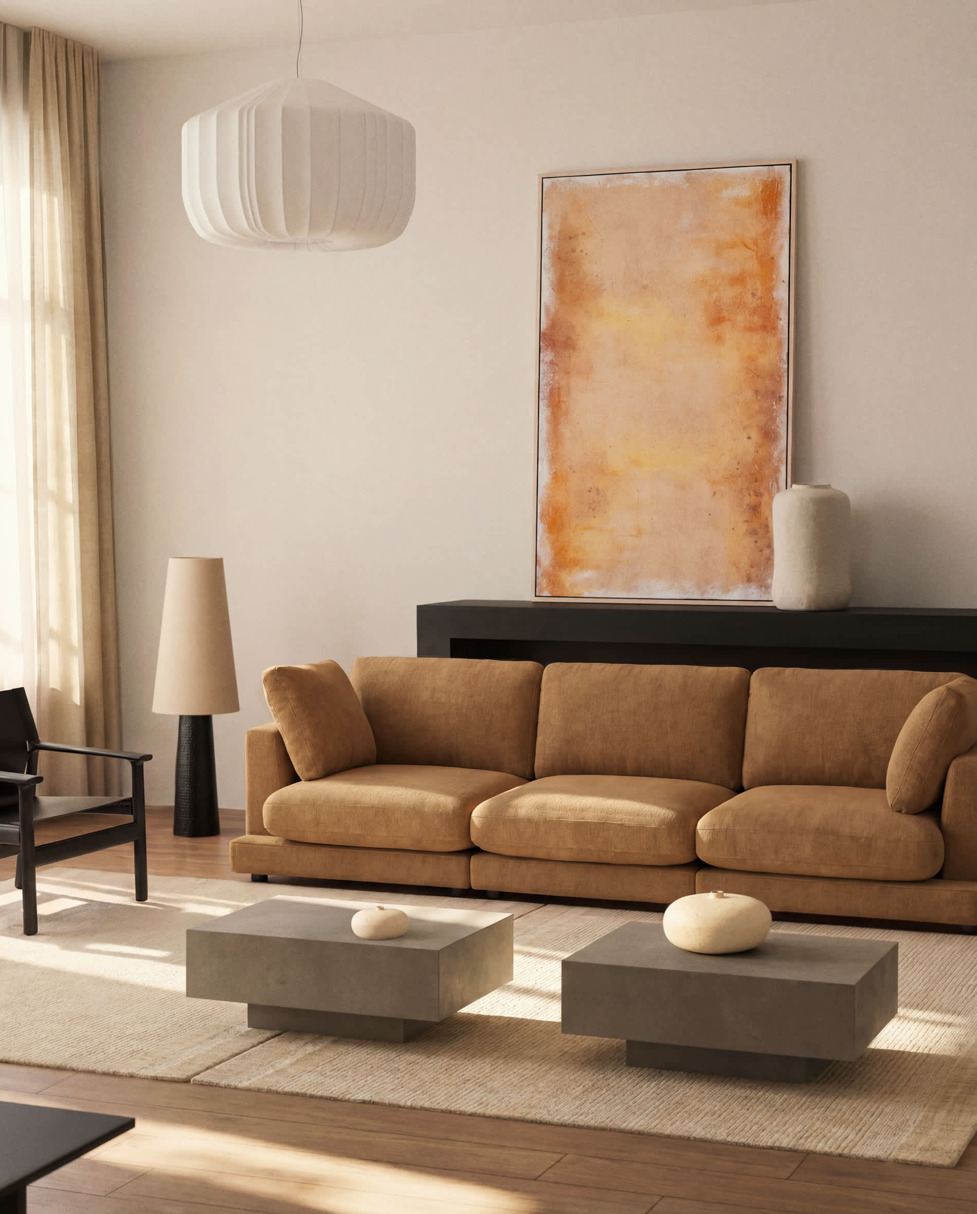 Gala 4-seater sofa in mustard micro bouclé FSC Mix Credit 300cm
