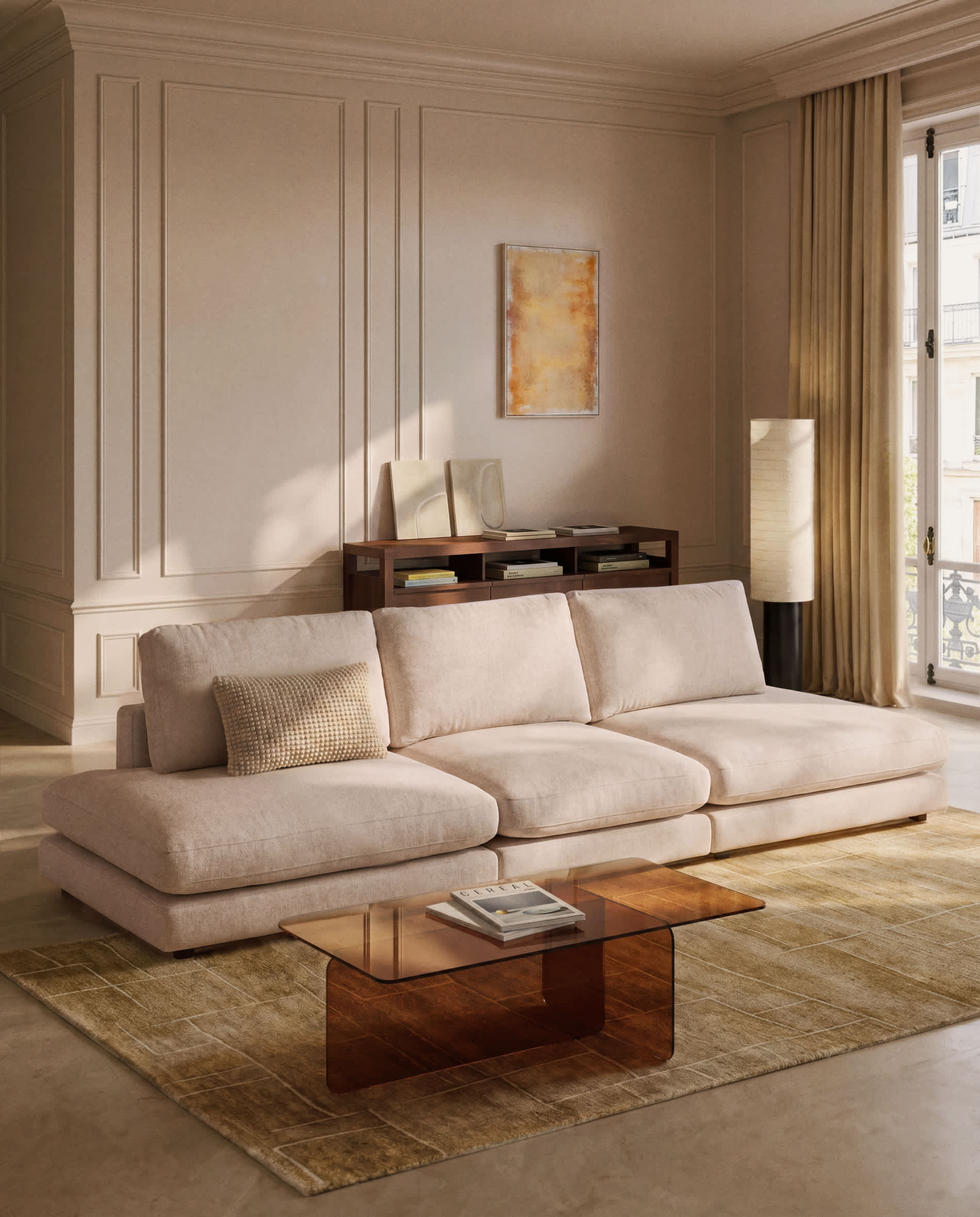 Zaren brown, tempered-glass coffee table, 120 x 60 cm