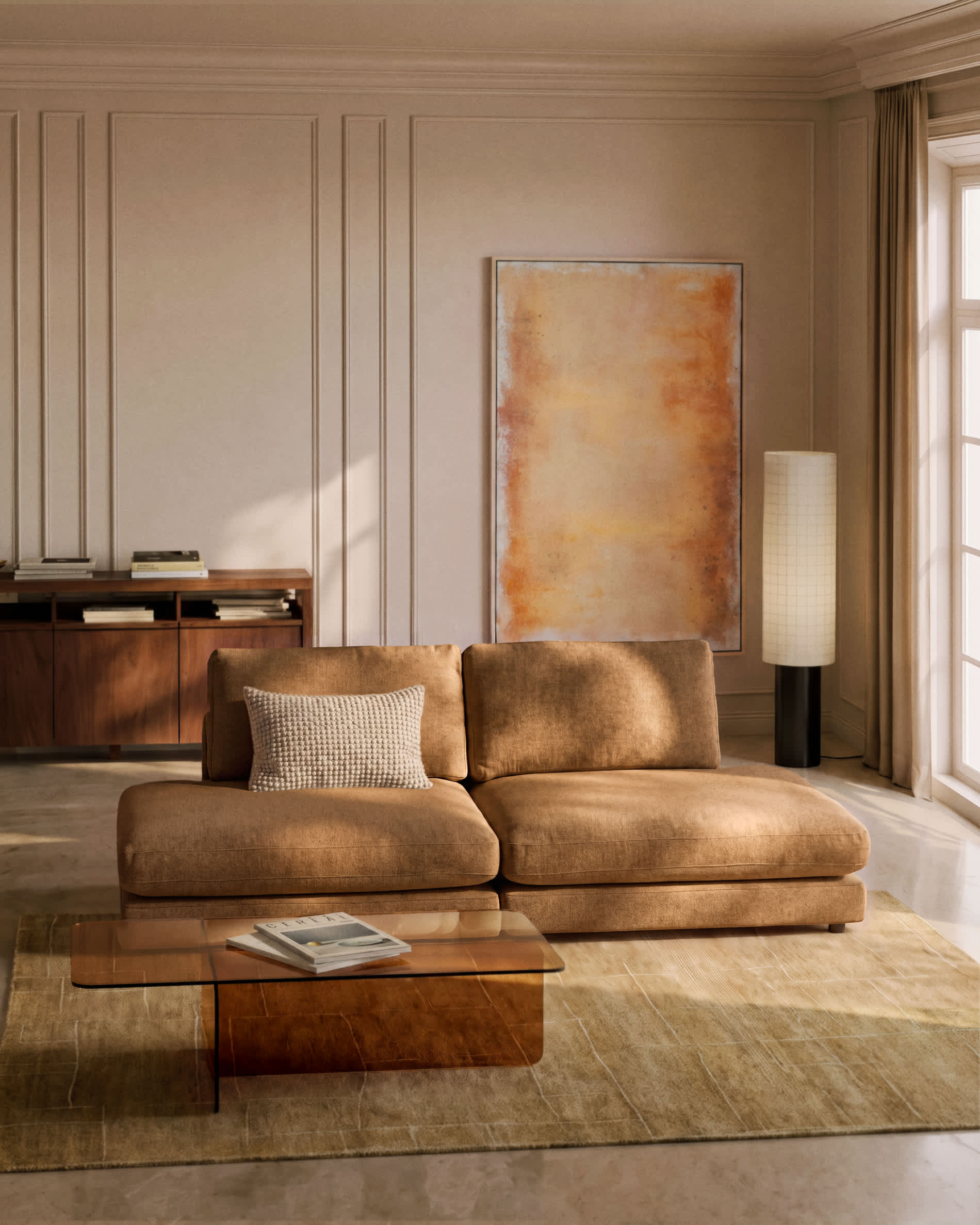 Gala 3-seater modular sofa in mustard micro bouclé FSC Mix Credit 240cm