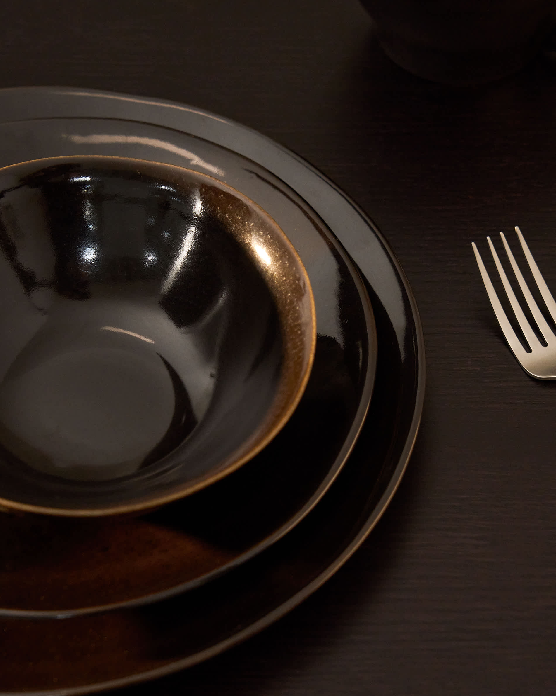 Aderno dark brown ceramic bowl