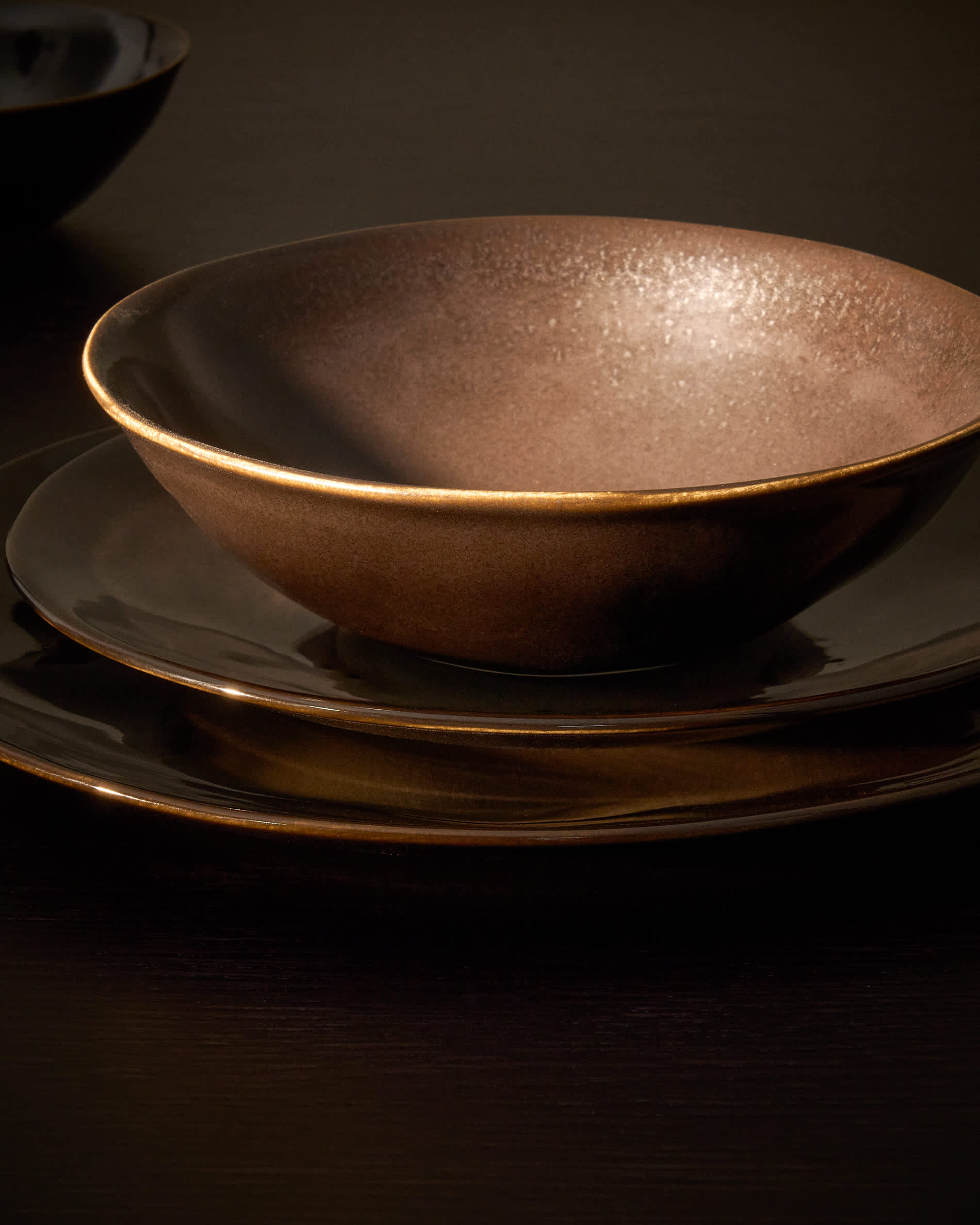 Aderno dark brown ceramic soup bowl