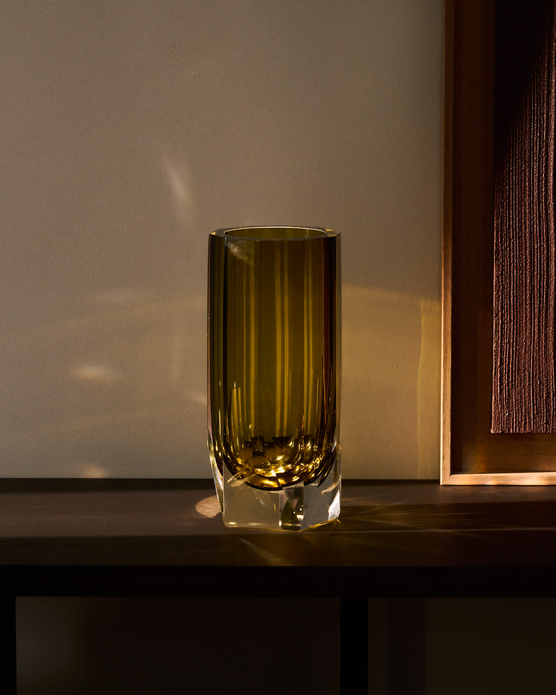 Uconi olive green glass vase 26cm