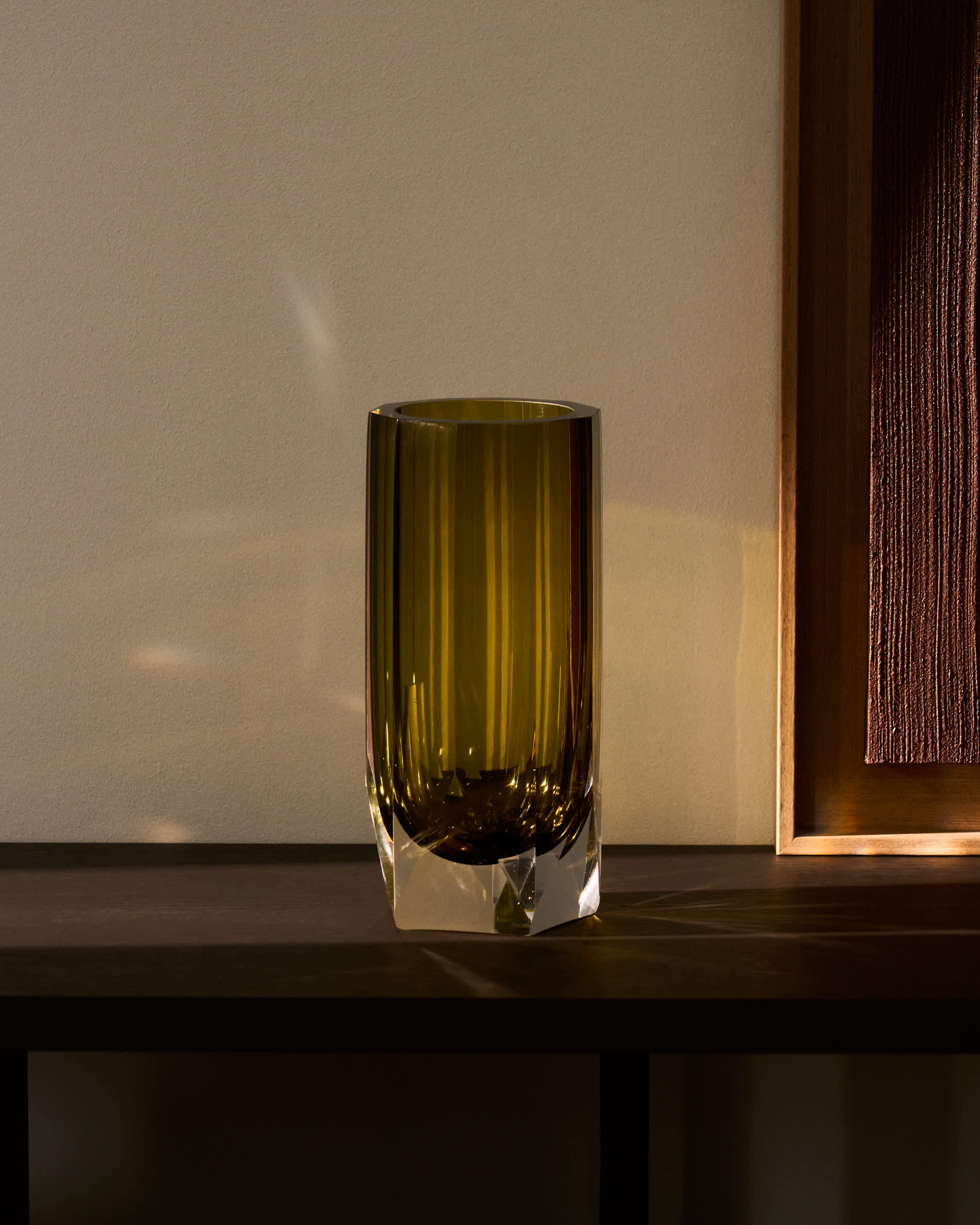 Uconi olive green glass vase 26cm
