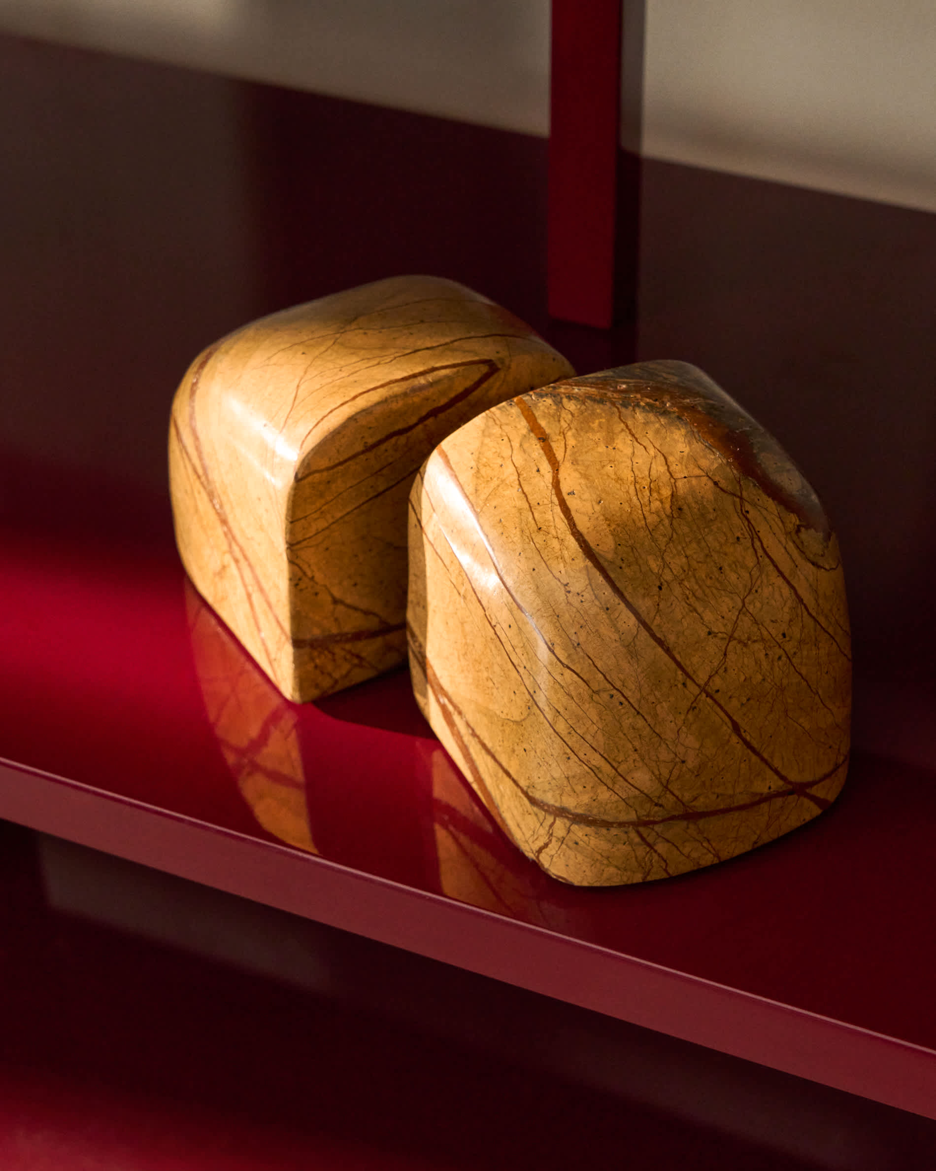 Benine orange and brown marble bookends