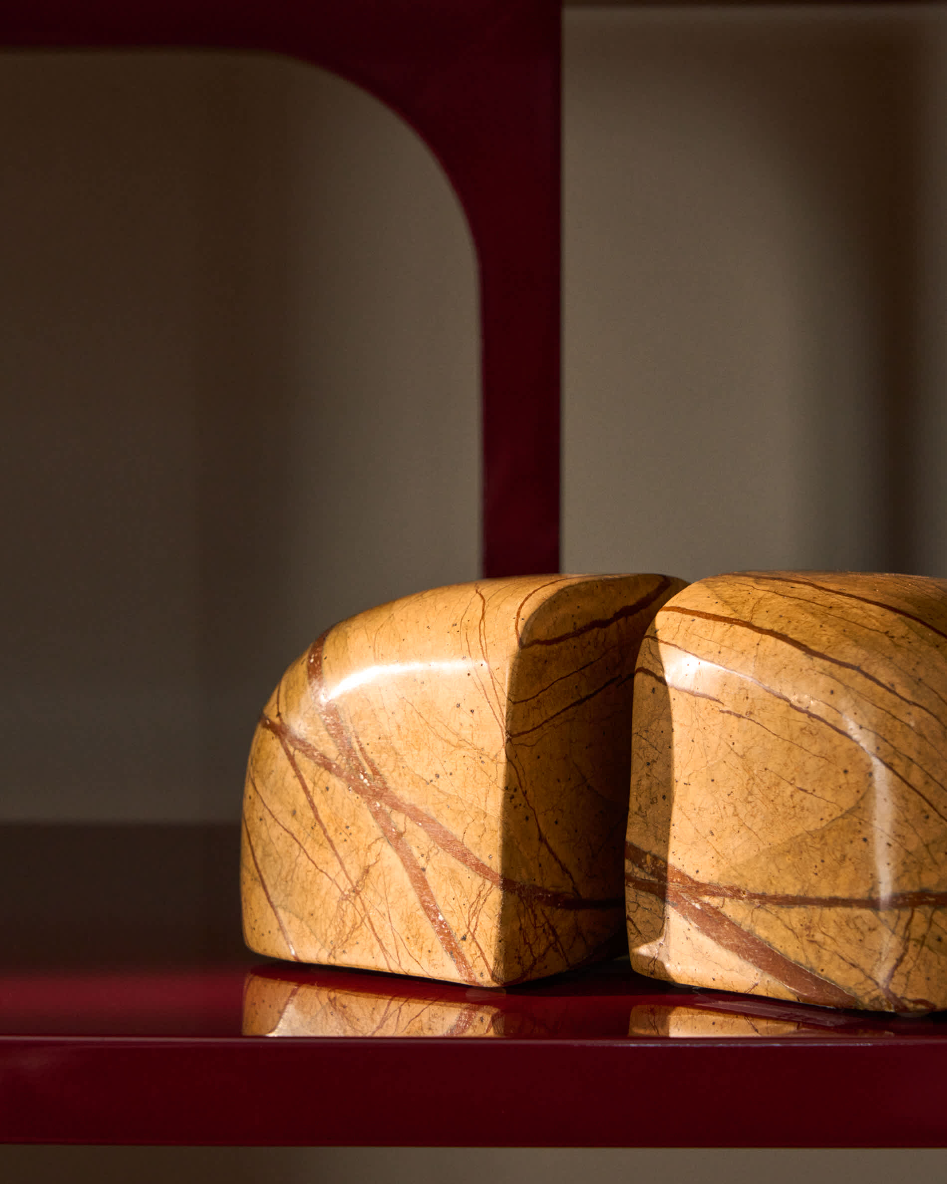 Benine orange and brown marble bookends