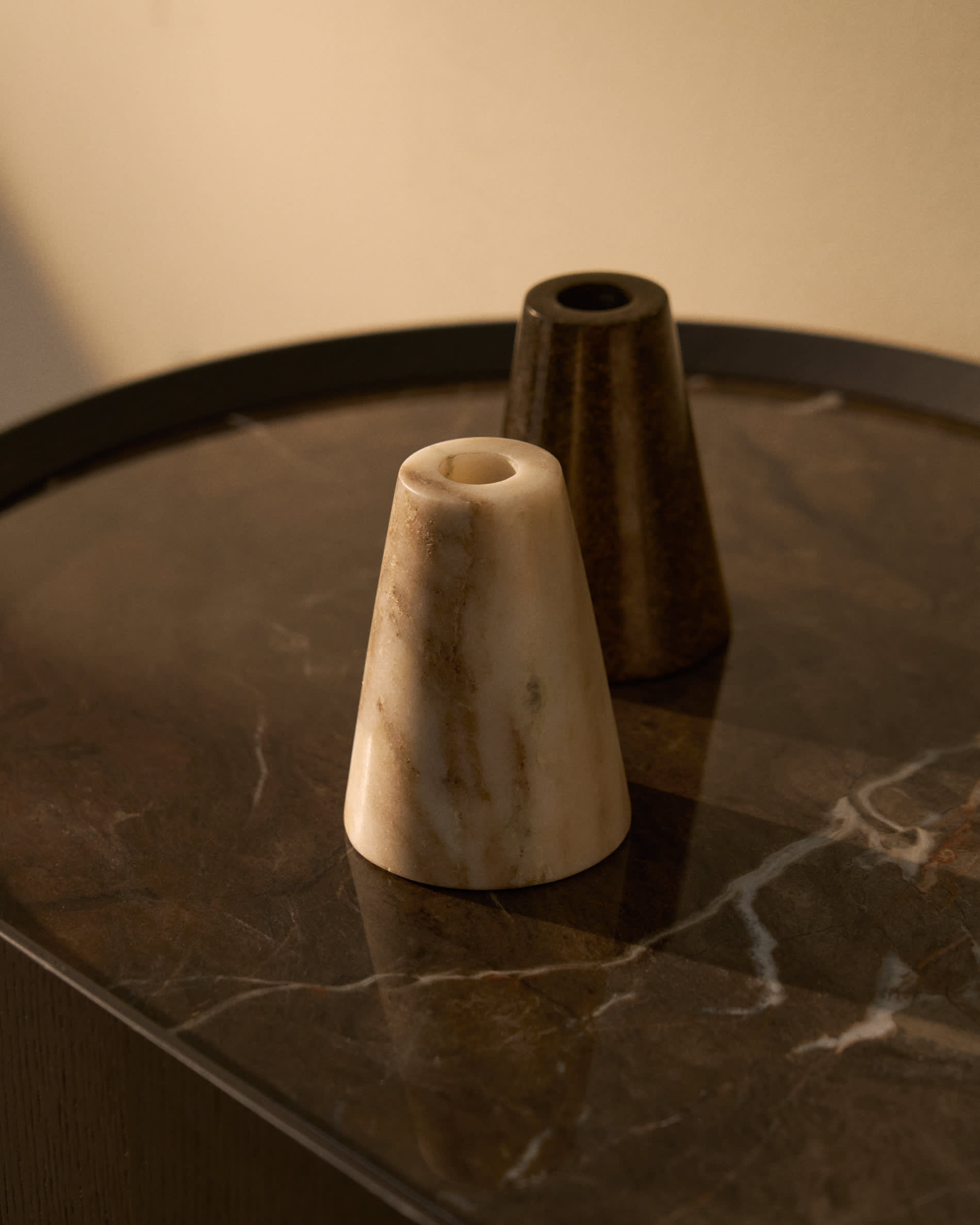 Trevia ivory marble candle holder 8 cm