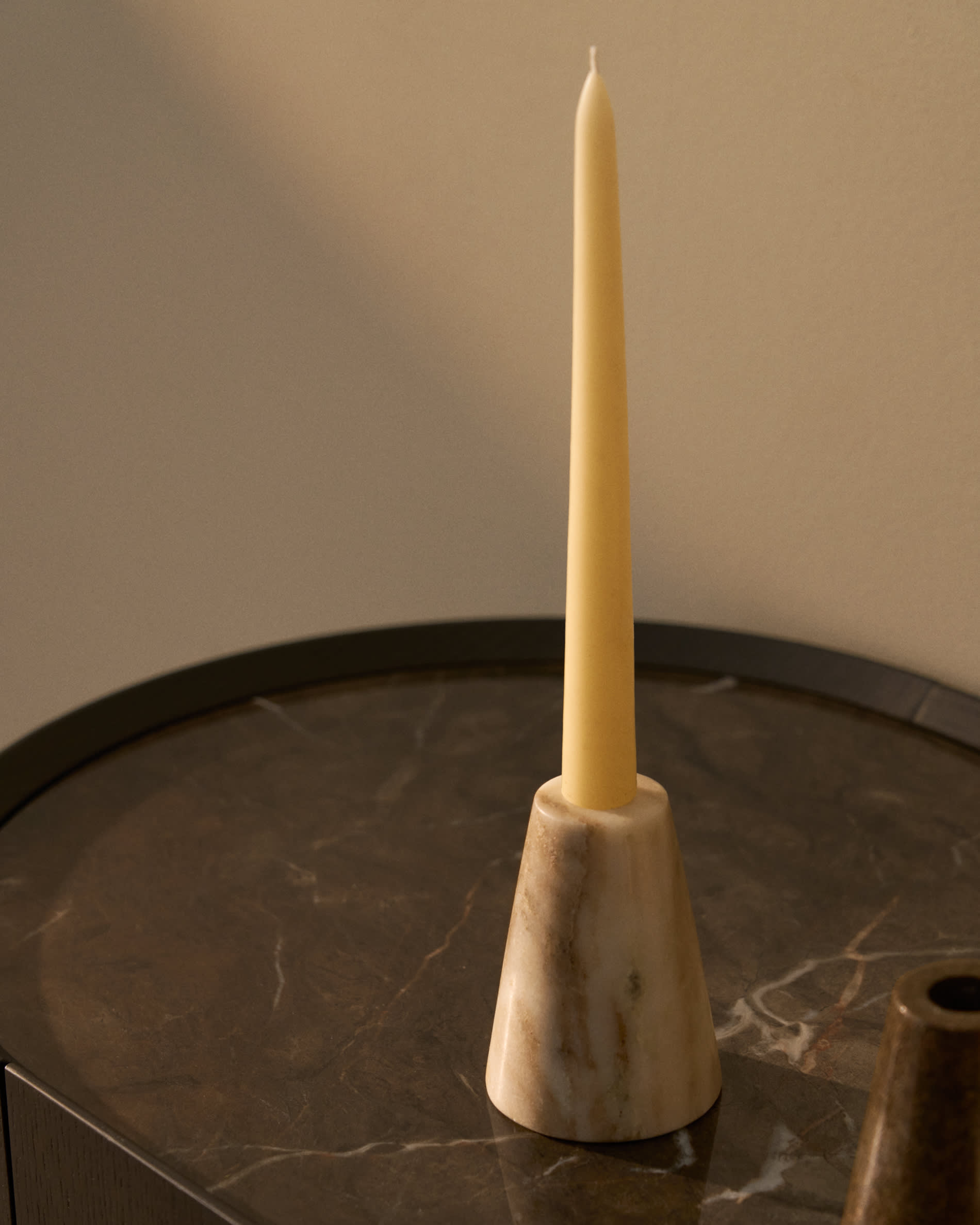 Trevia ivory marble candle holder 8 cm