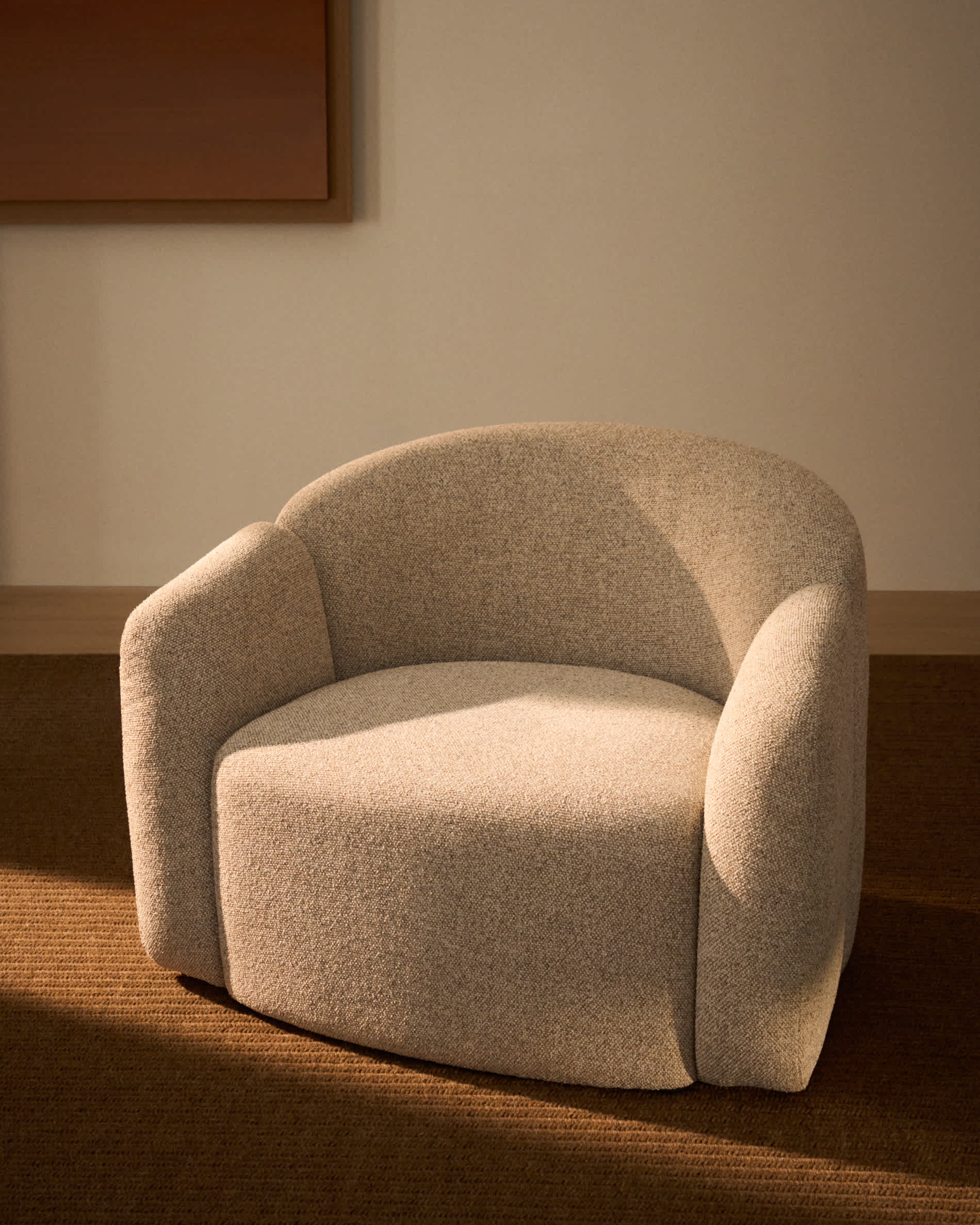 Corvena armchair in beige chenille FSC Mix Credit 98 cm