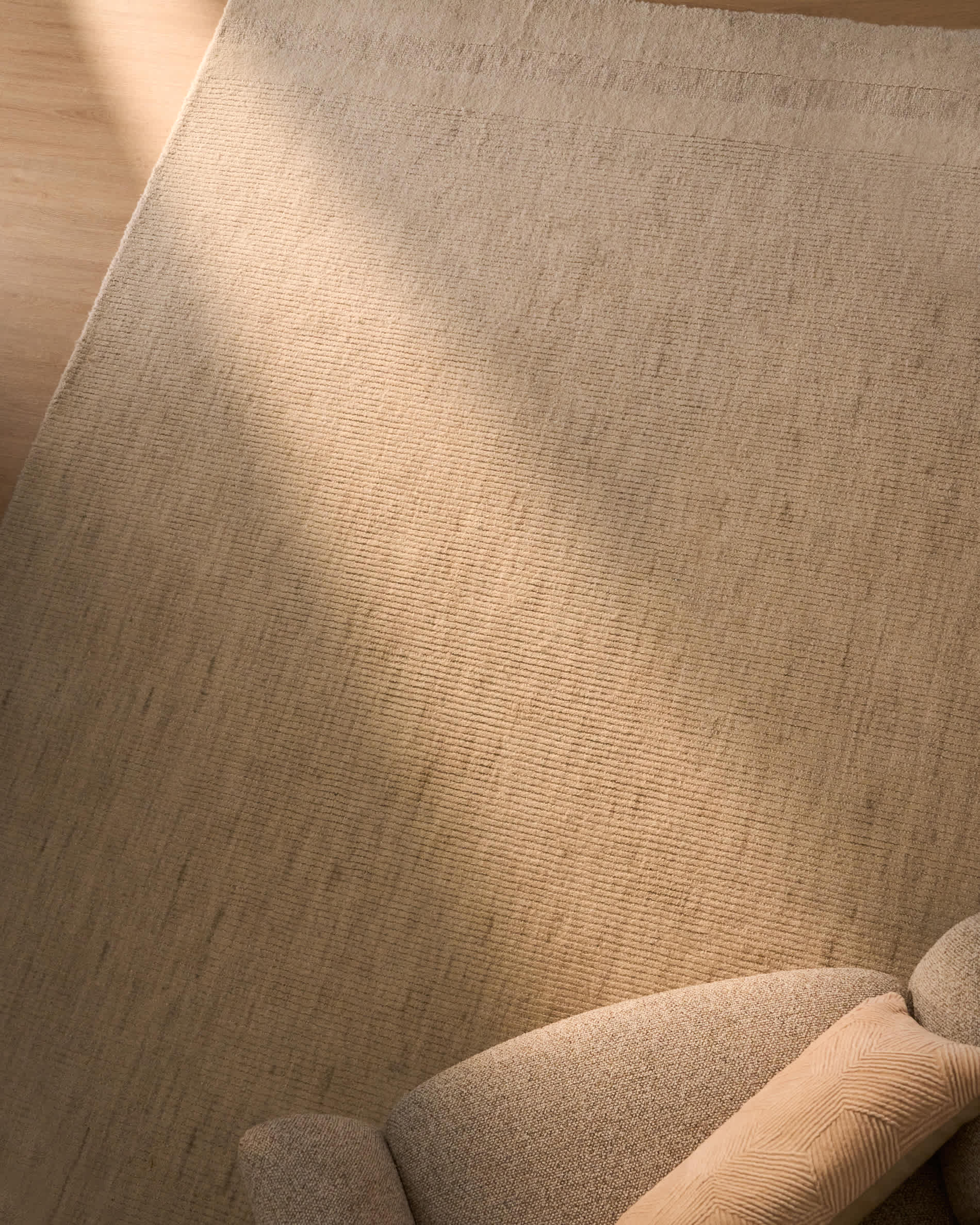 Dalena beige striped jacquard wool rug 230 x 160cm