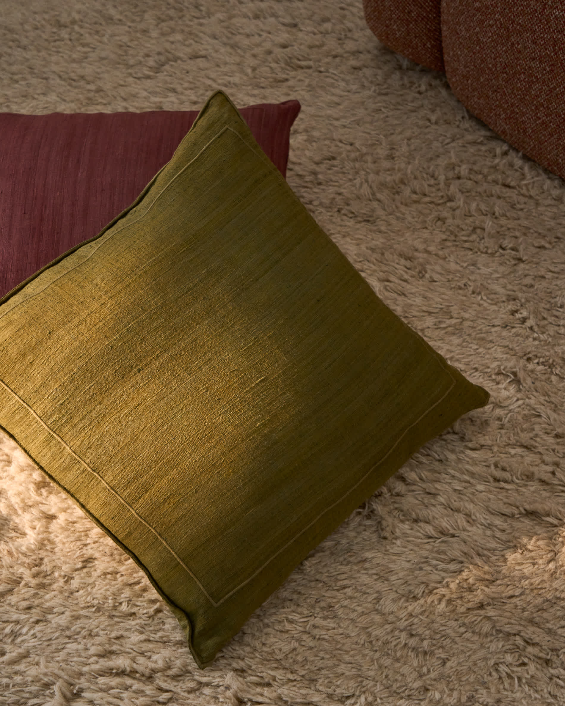 Brellet green silk cushion cover 45 x 45 cm
