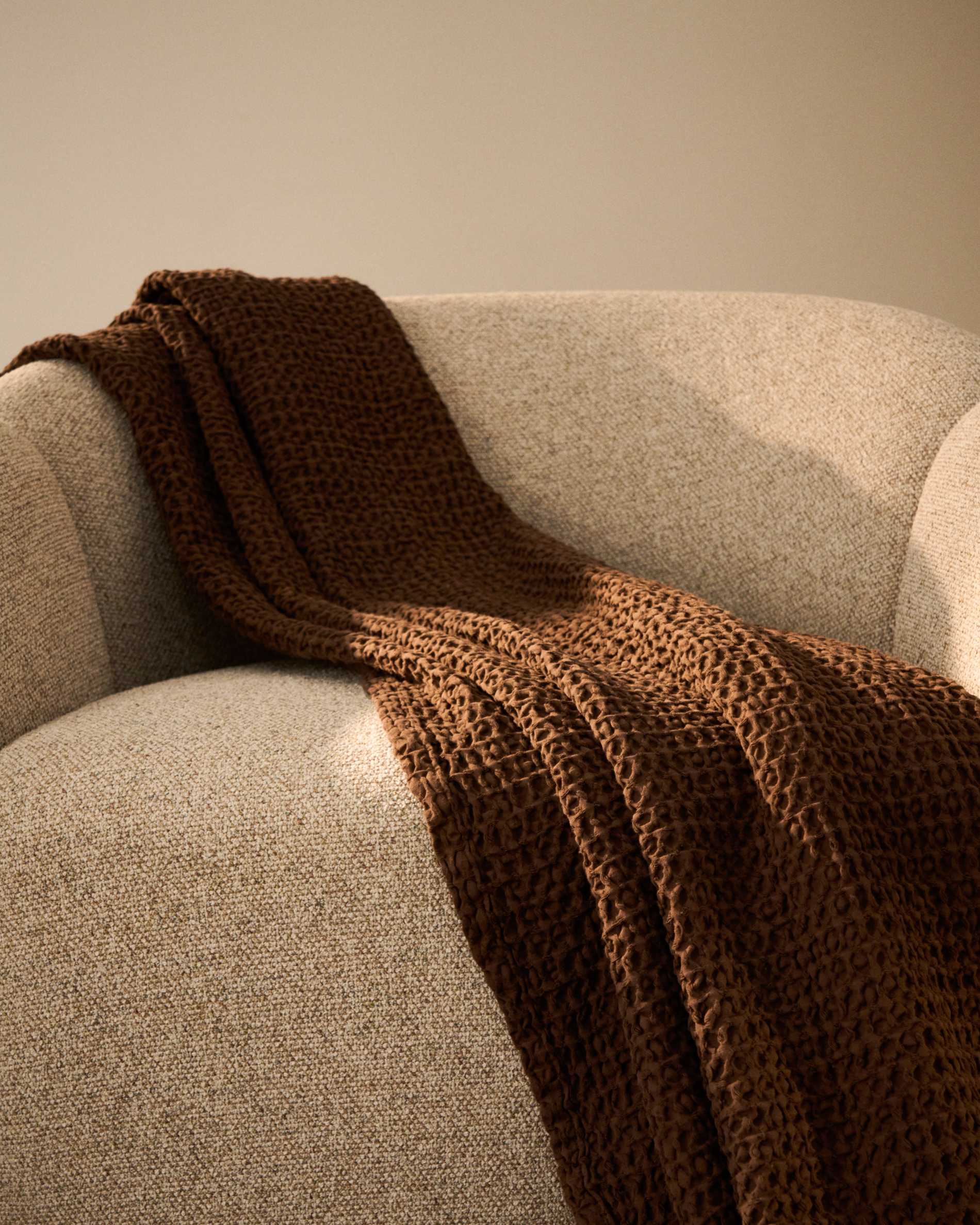 Nulina 100%-cotton brown waffle blanket 130 x 170 cm