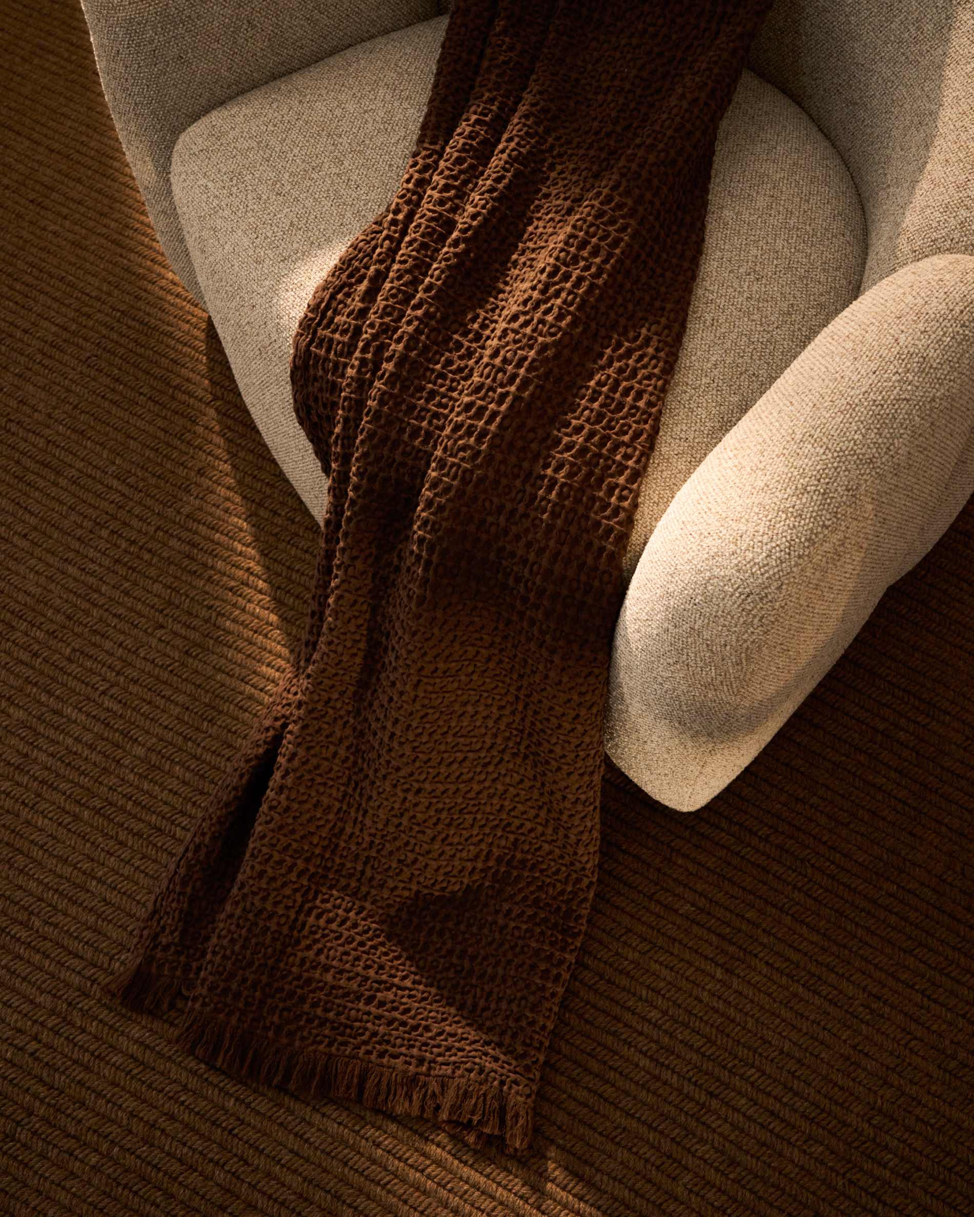 Nulina 100%-cotton brown waffle blanket 130 x 170 cm