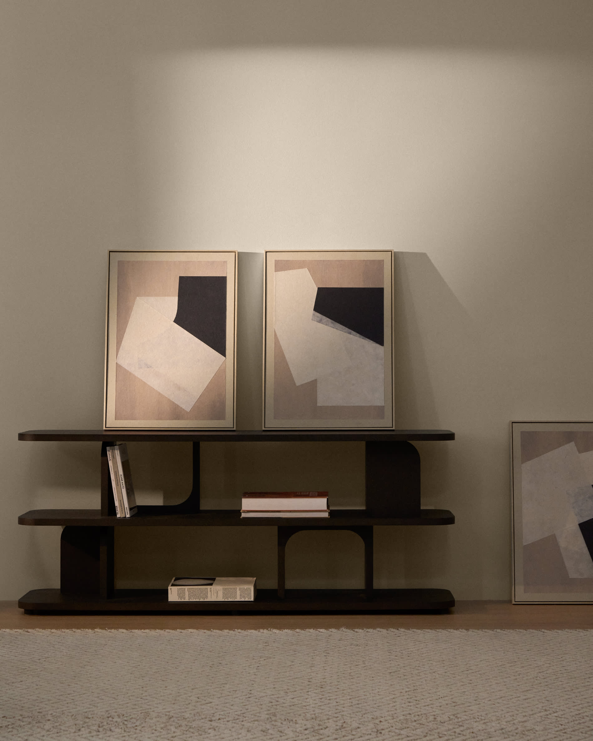 Varo abstract picture in beige linen and paper 50 x 70cm