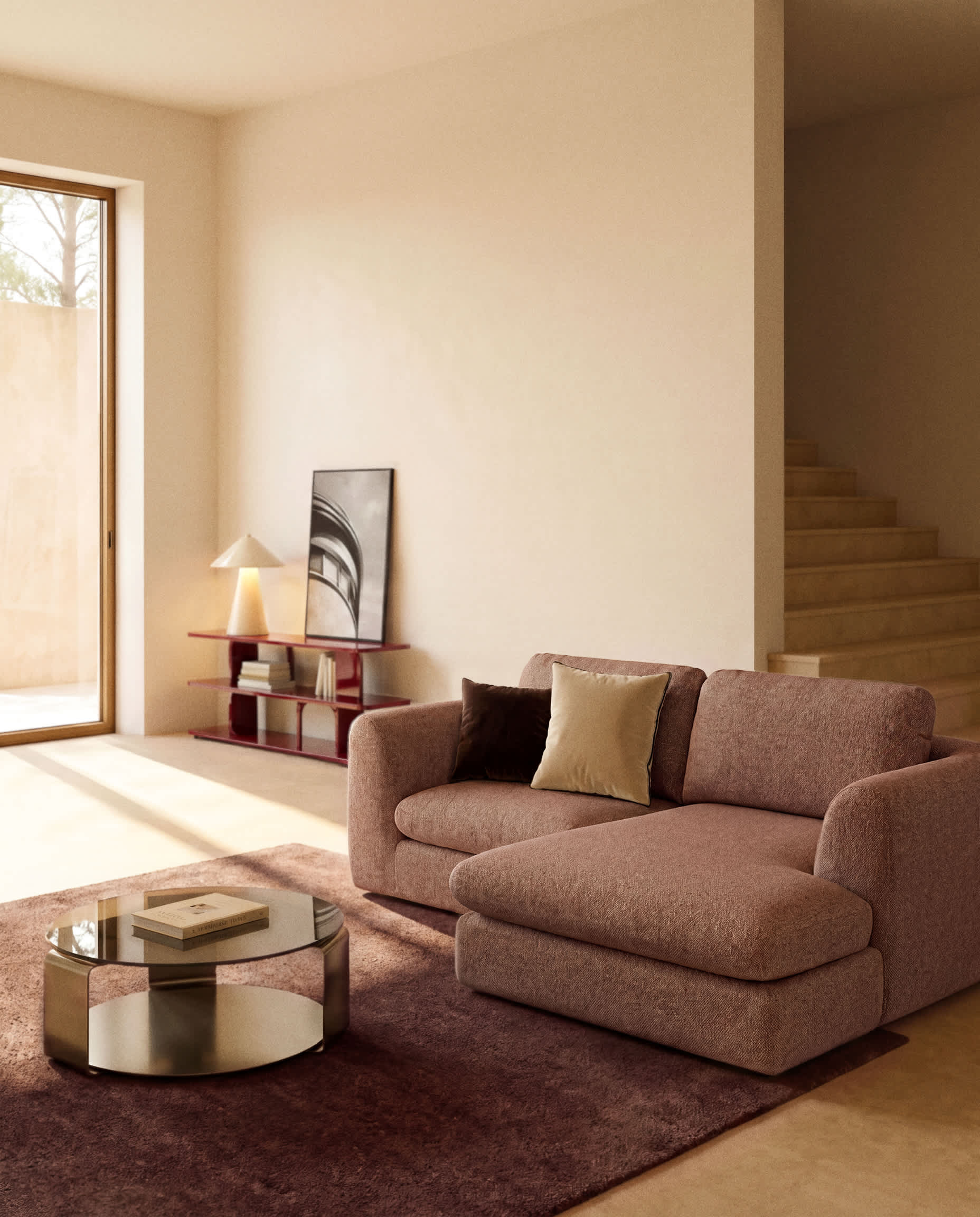Vera terracotta 3-seater sofa and right-hand chaise longue 232 cm FSC Mix Credit