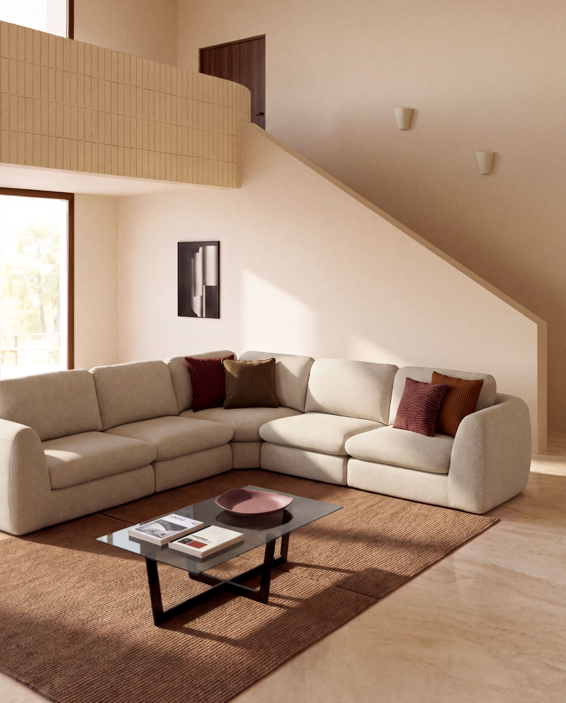 Vera beige 5-seater corner sofa 330 x 330 cm FSC Mix Credit