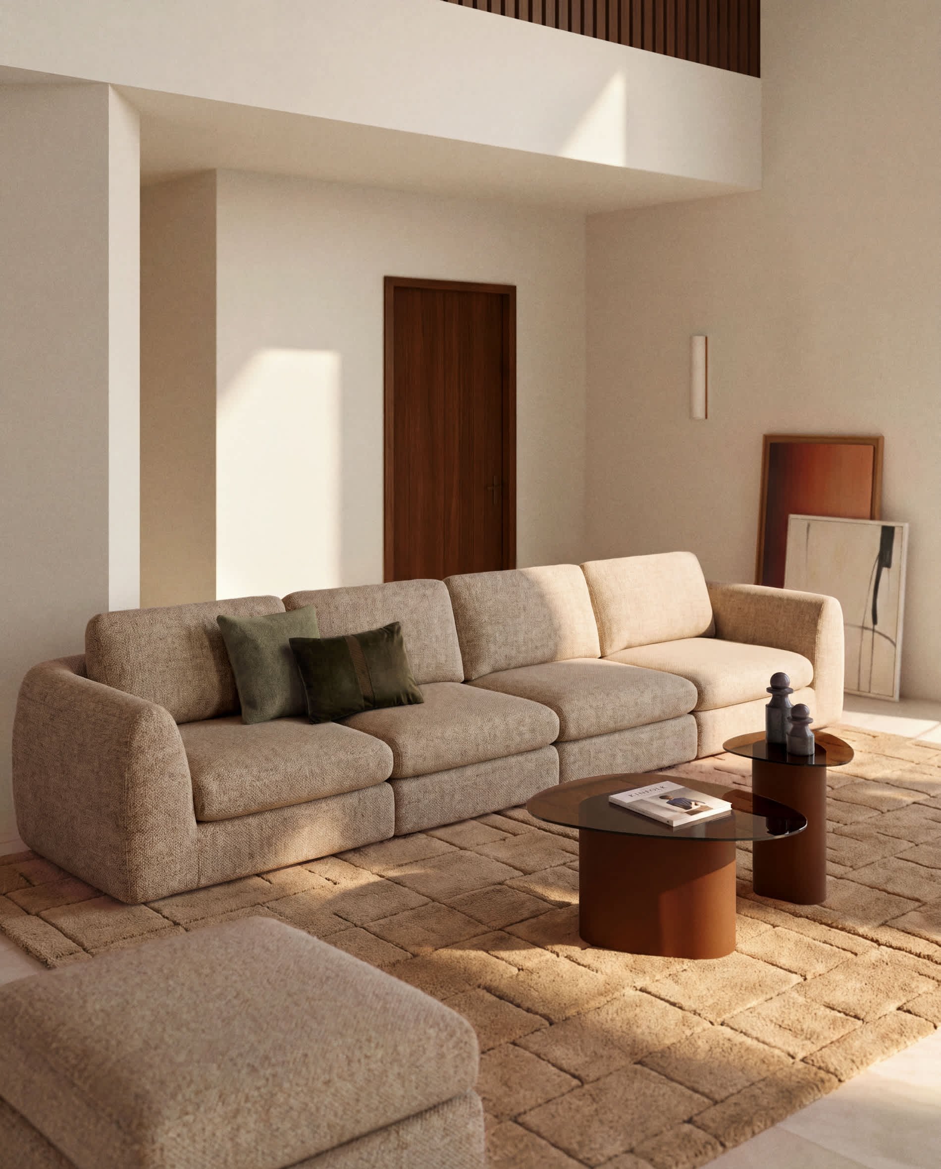 Vera light brown 6-seater sofa 410 cm FSC Mix Credit