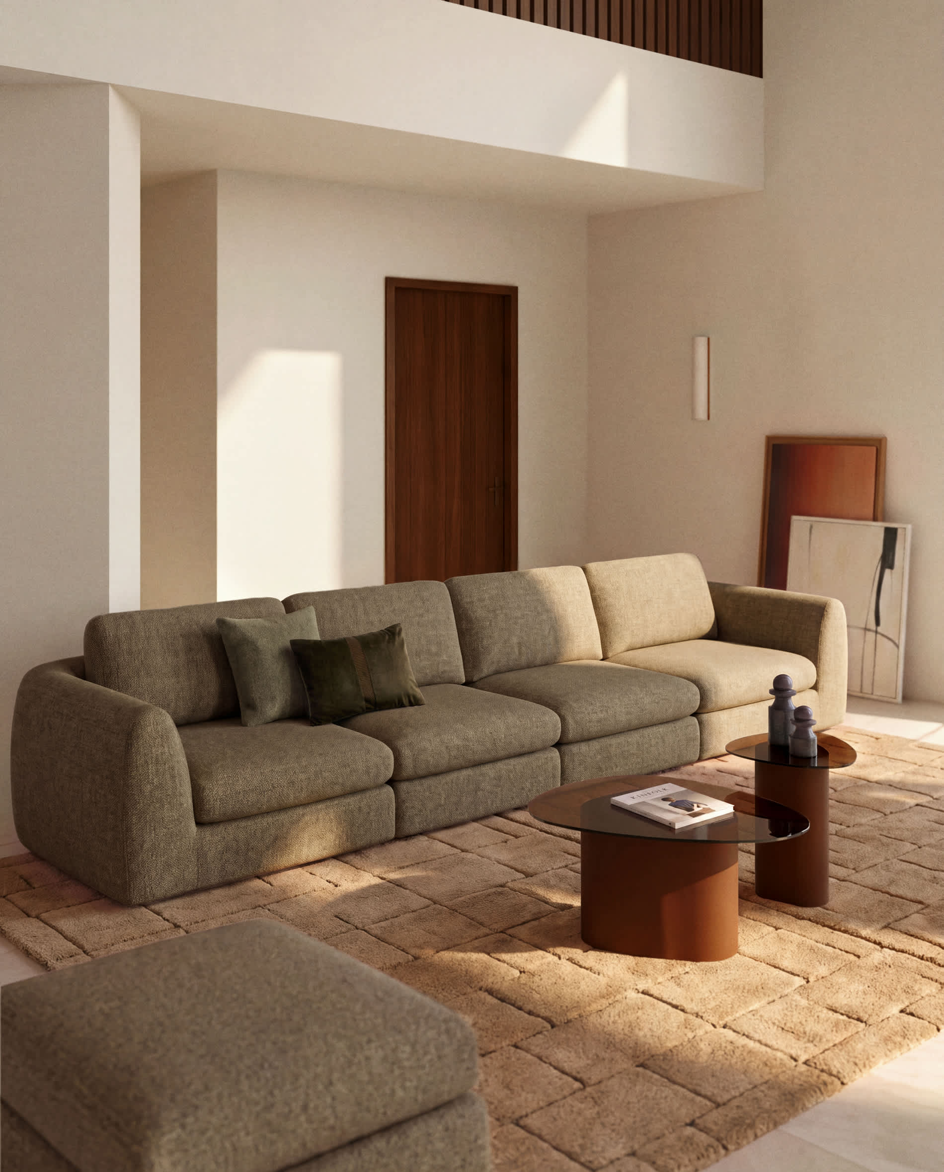 Vera olive green 6-seater sofa 410 cm FSC Mix Credit