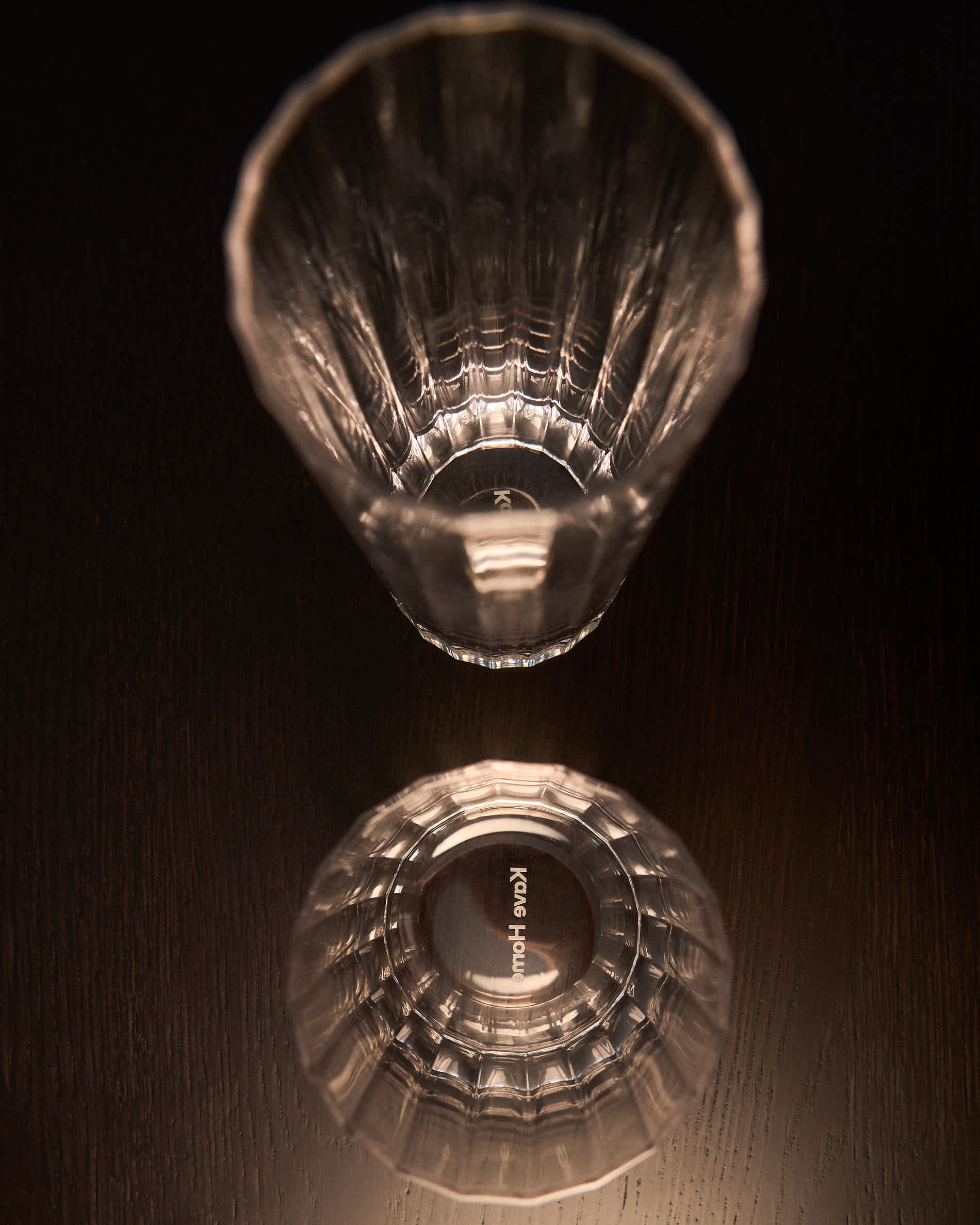 Nivor clear drinking glass with carved vertical relief, 30 cl