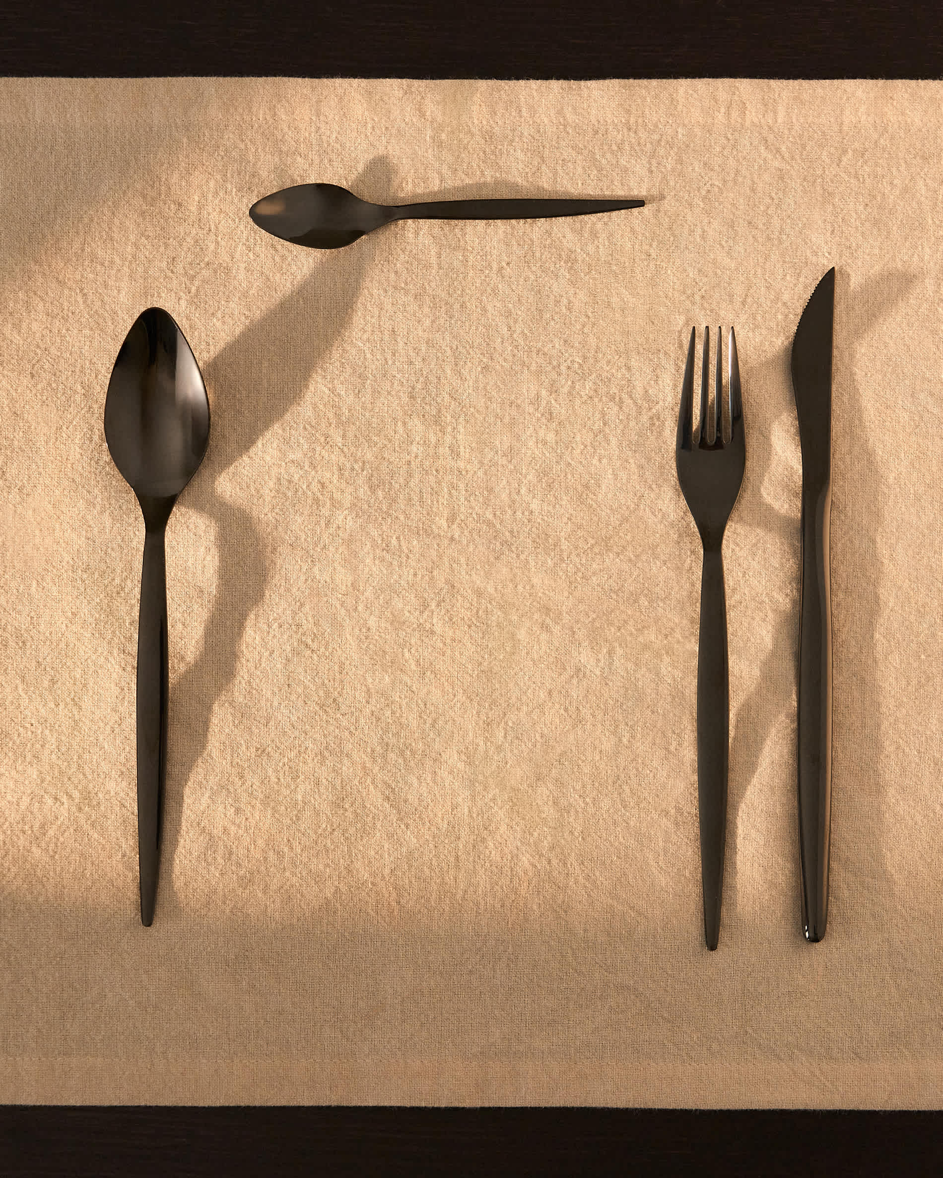 Selua 16-piece stainless steel cutlery set with a glossy black finish