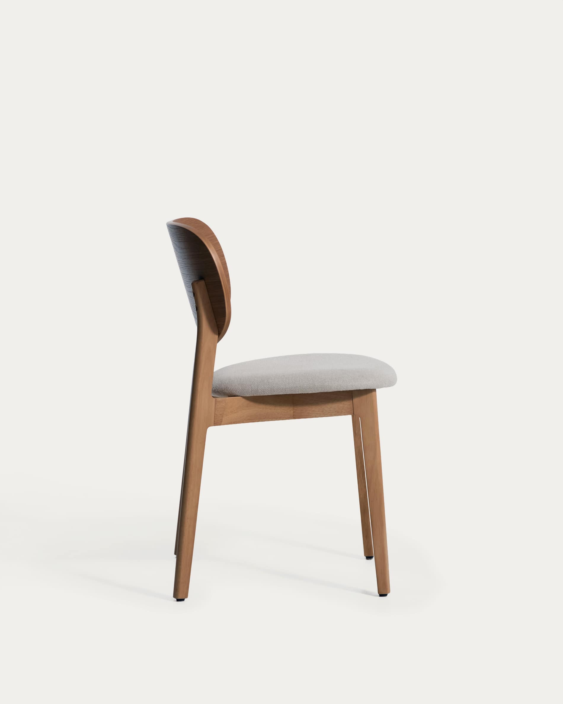 Ludara chair in oak veneer with walnut finish and brown chenille