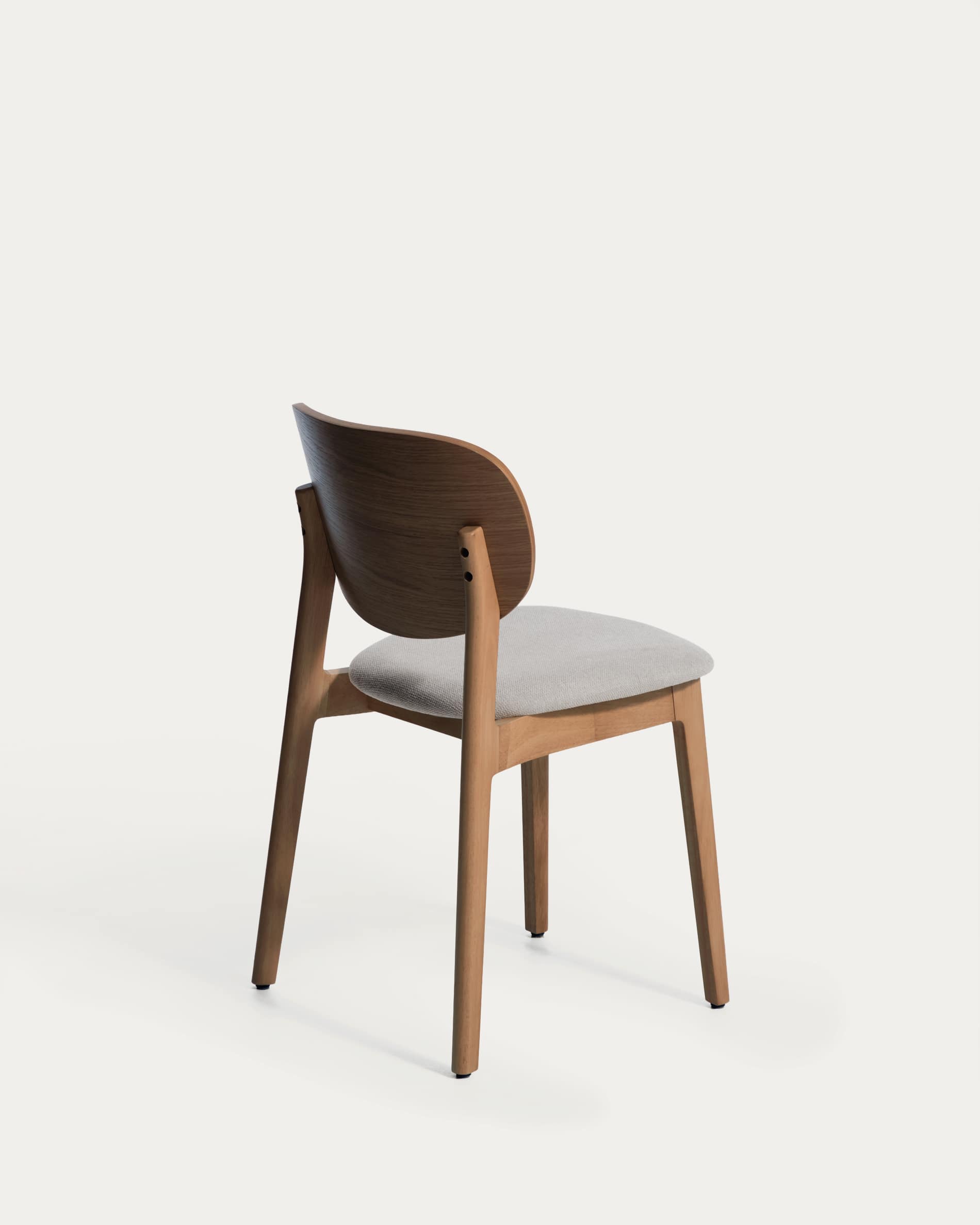 Ludara chair in oak veneer with walnut finish and brown chenille