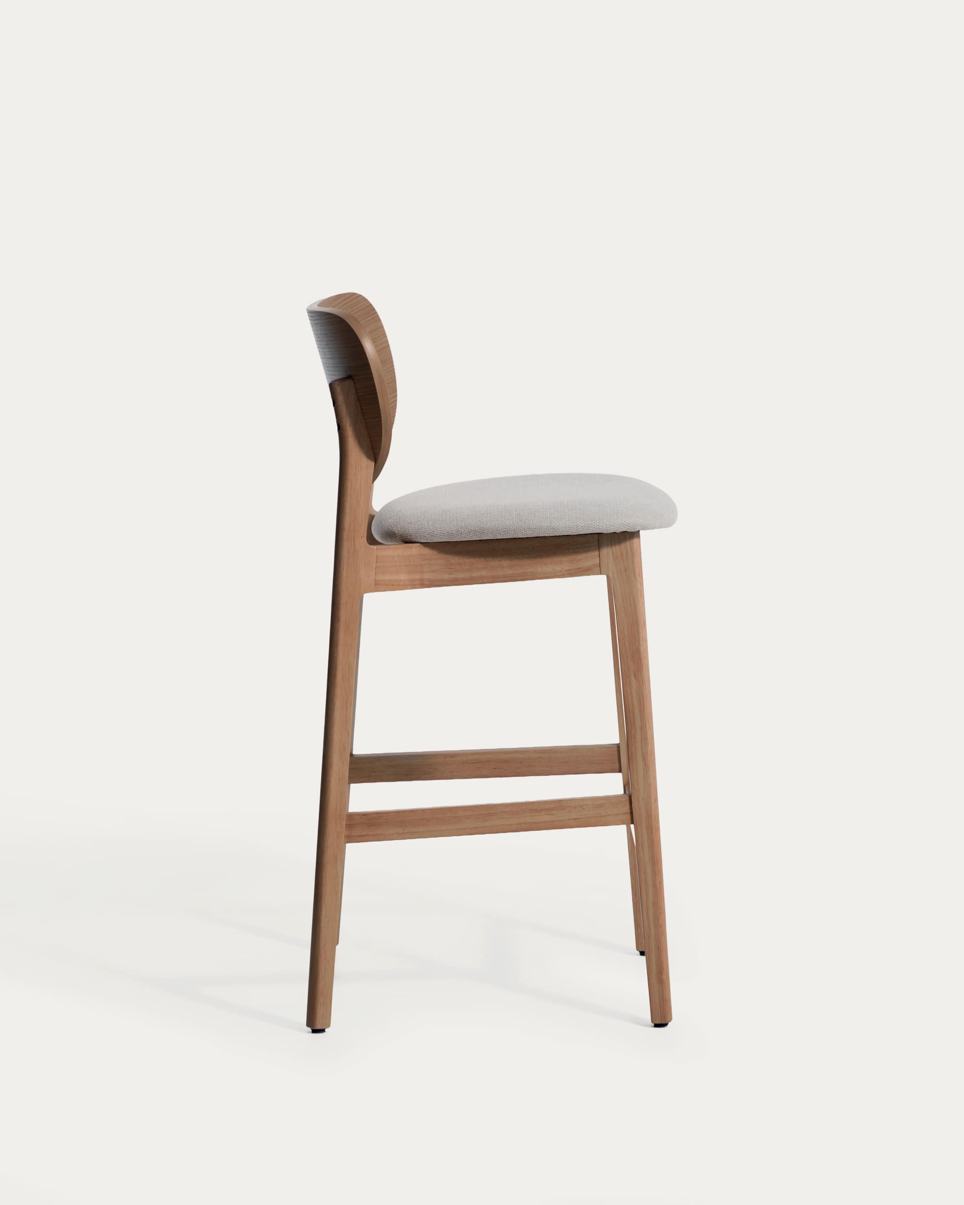 Ludara stool in oak veneer with walnut finish and brown chenille 65cm