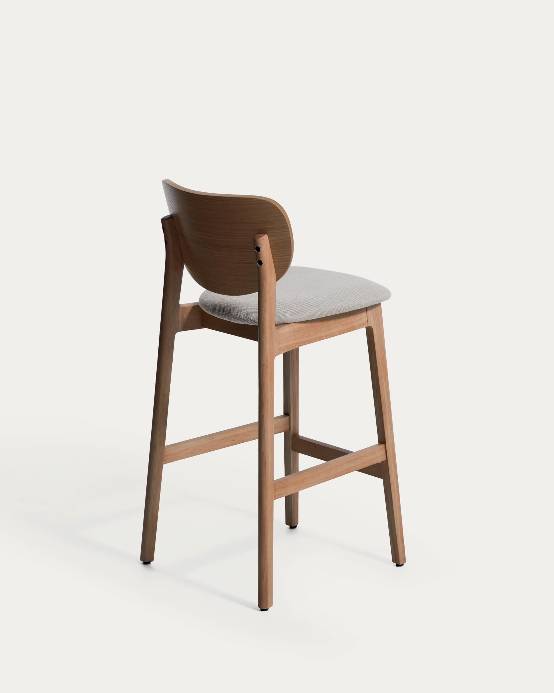 Ludara stool in oak veneer with walnut finish and brown chenille 65cm