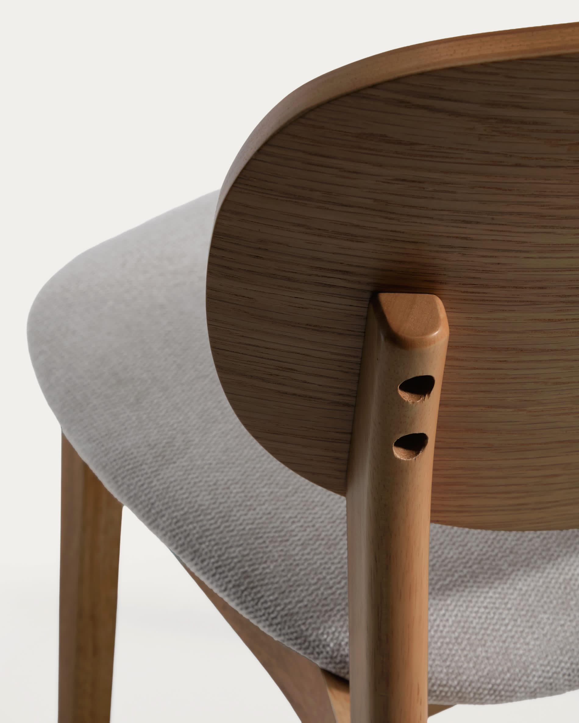 Ludara chair in oak veneer with walnut finish and brown chenille