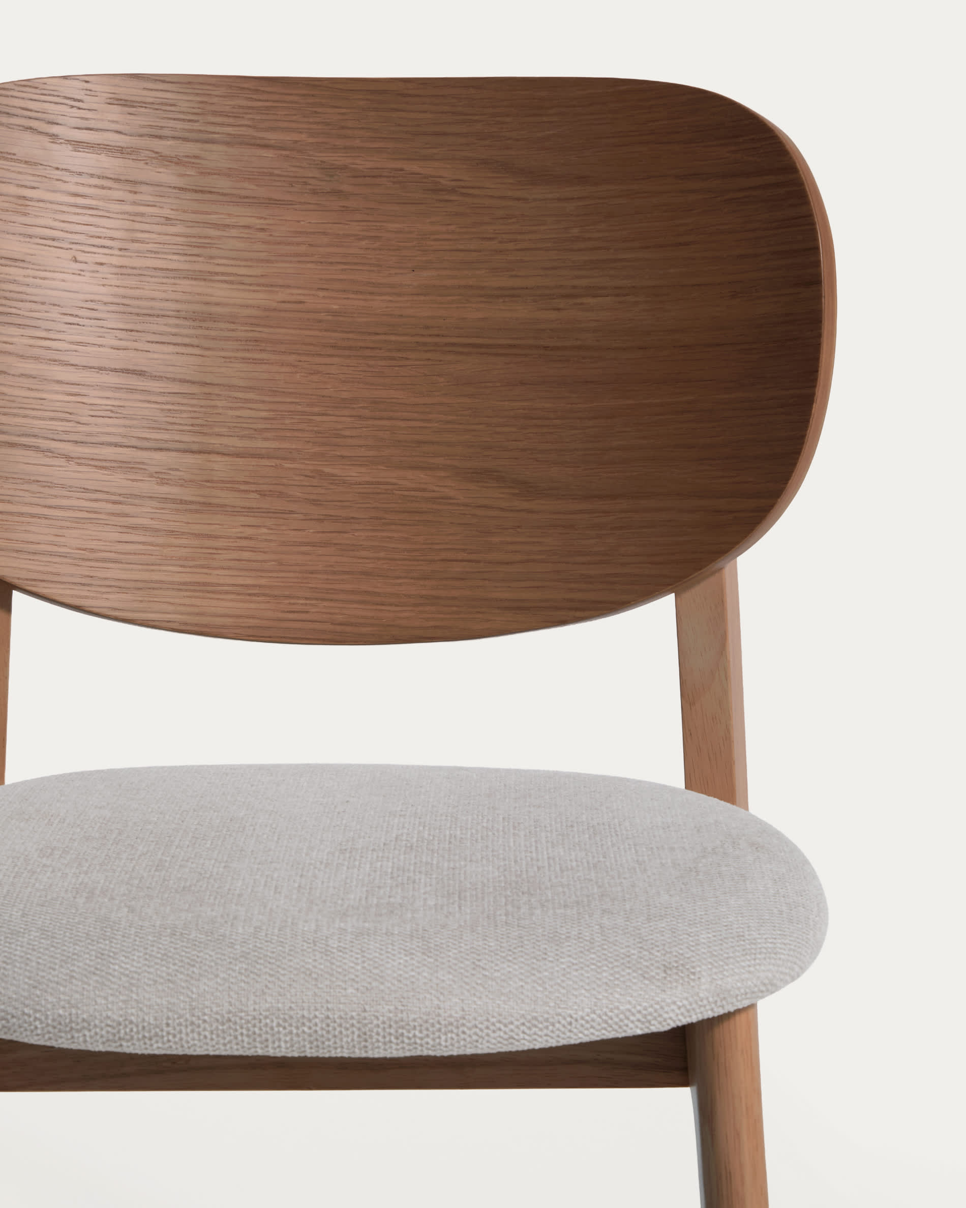 Ludara chair in oak veneer with walnut finish and brown chenille