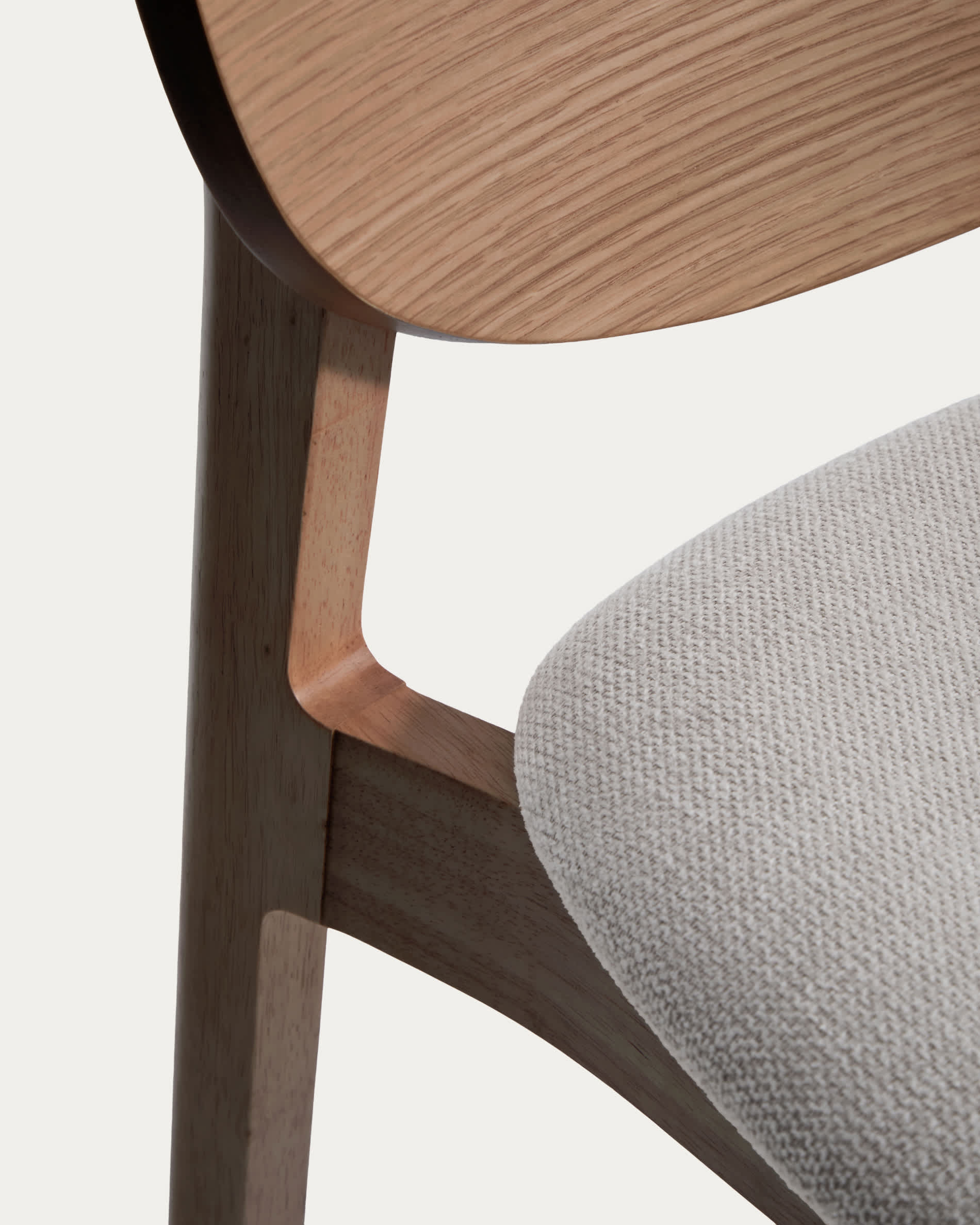 Ludara stool in oak veneer with walnut finish and brown chenille 65cm