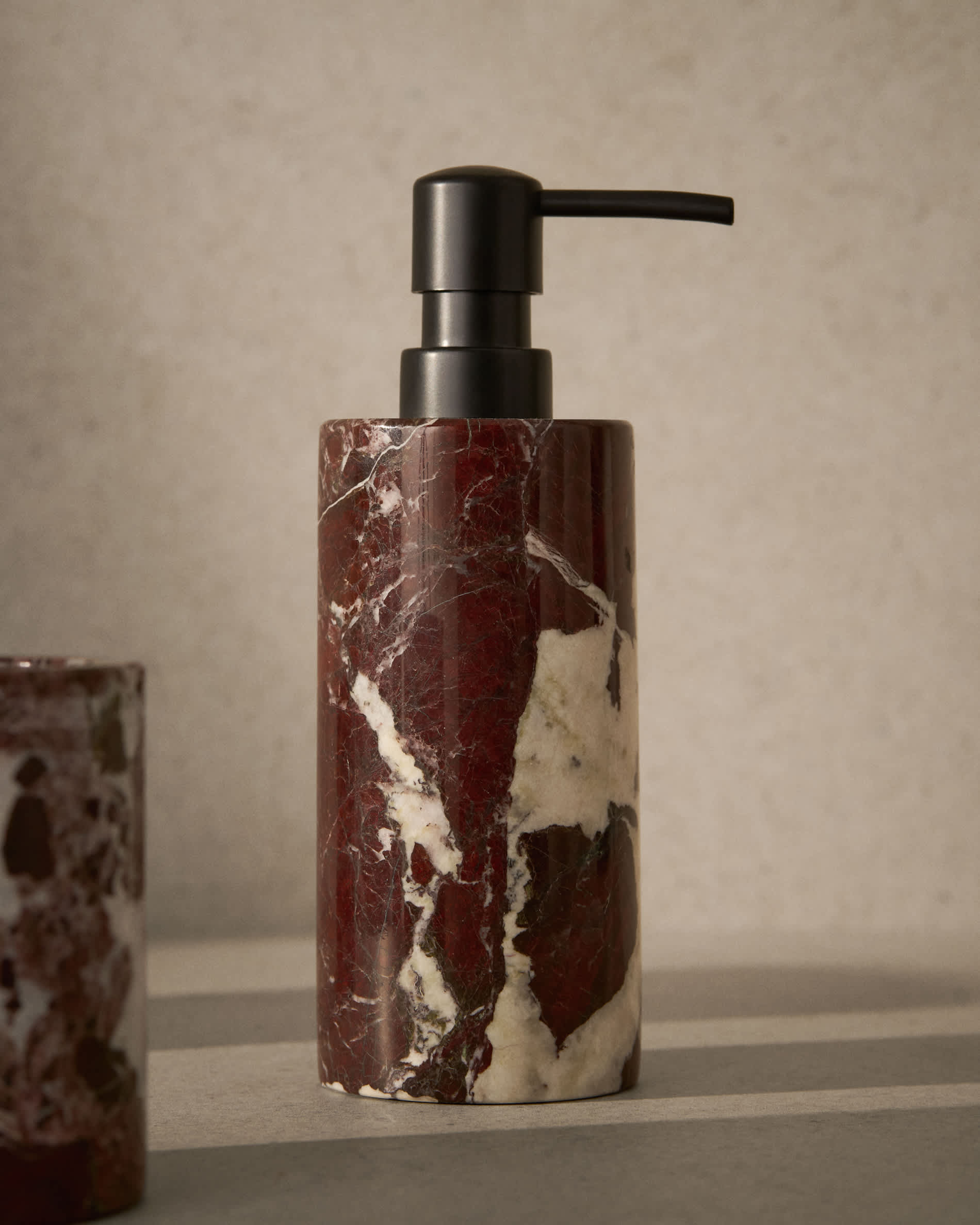 Leran burgundy marble soap dispenser