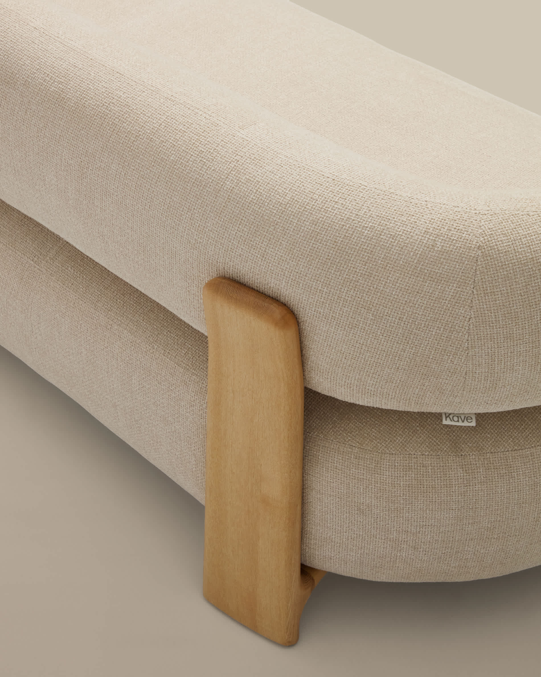 Granite 2-seater sofa in beige chenille with solid ash wood legs with natural finish 155cm FSC 100%