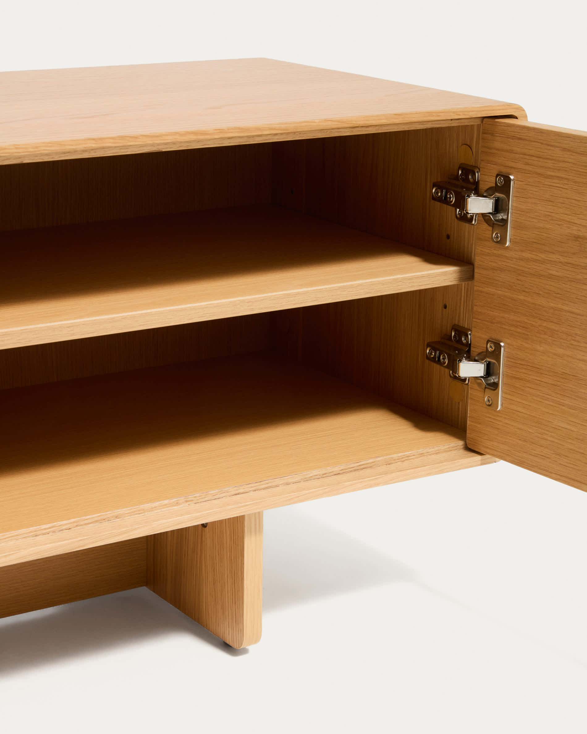 Norlen 4-door TV stand in oak veneer with natural finish FSC Mix Credit 200 x 46 cm