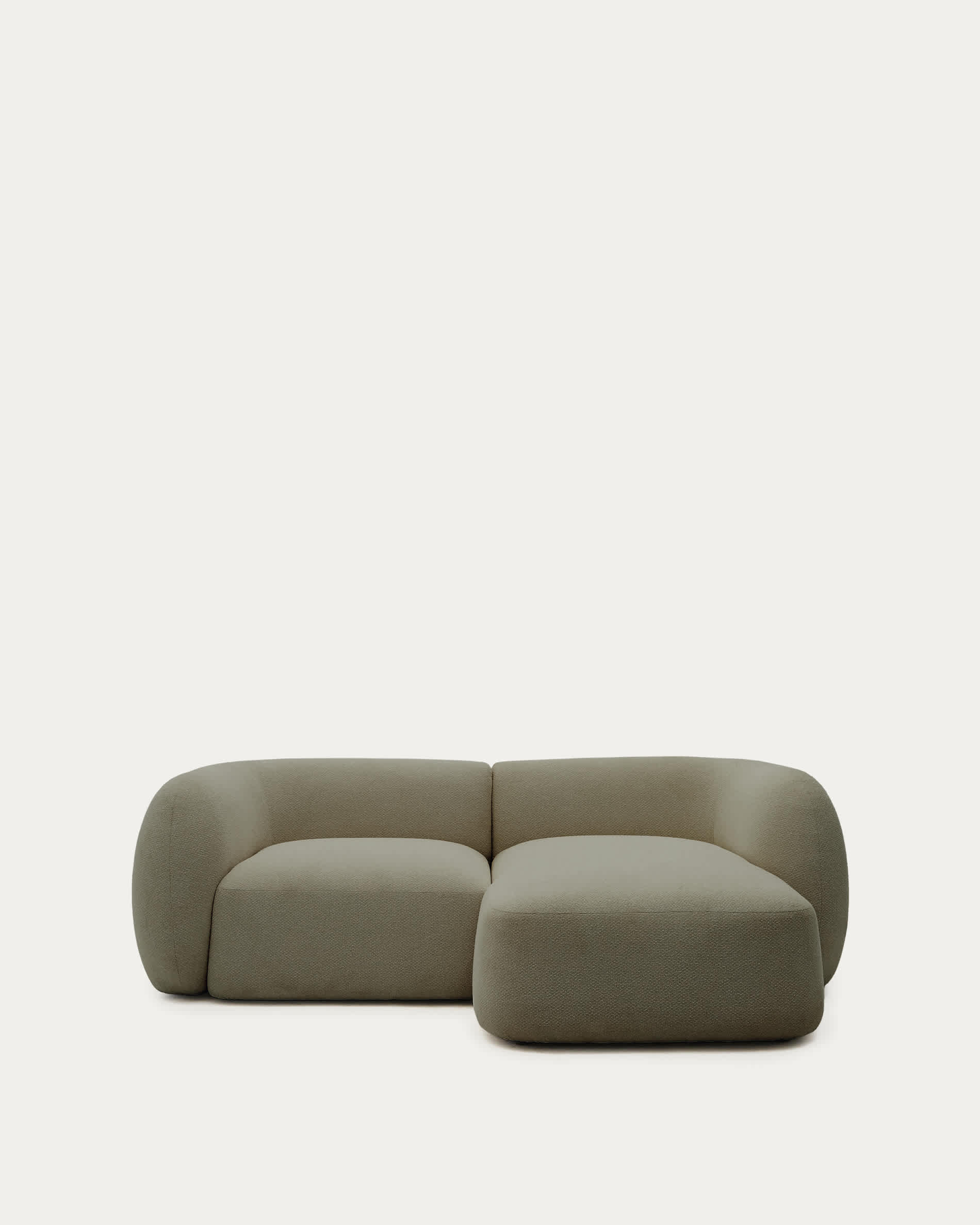 Martina green chenille 2-seater modular sofa with right chaise longue 230 cm