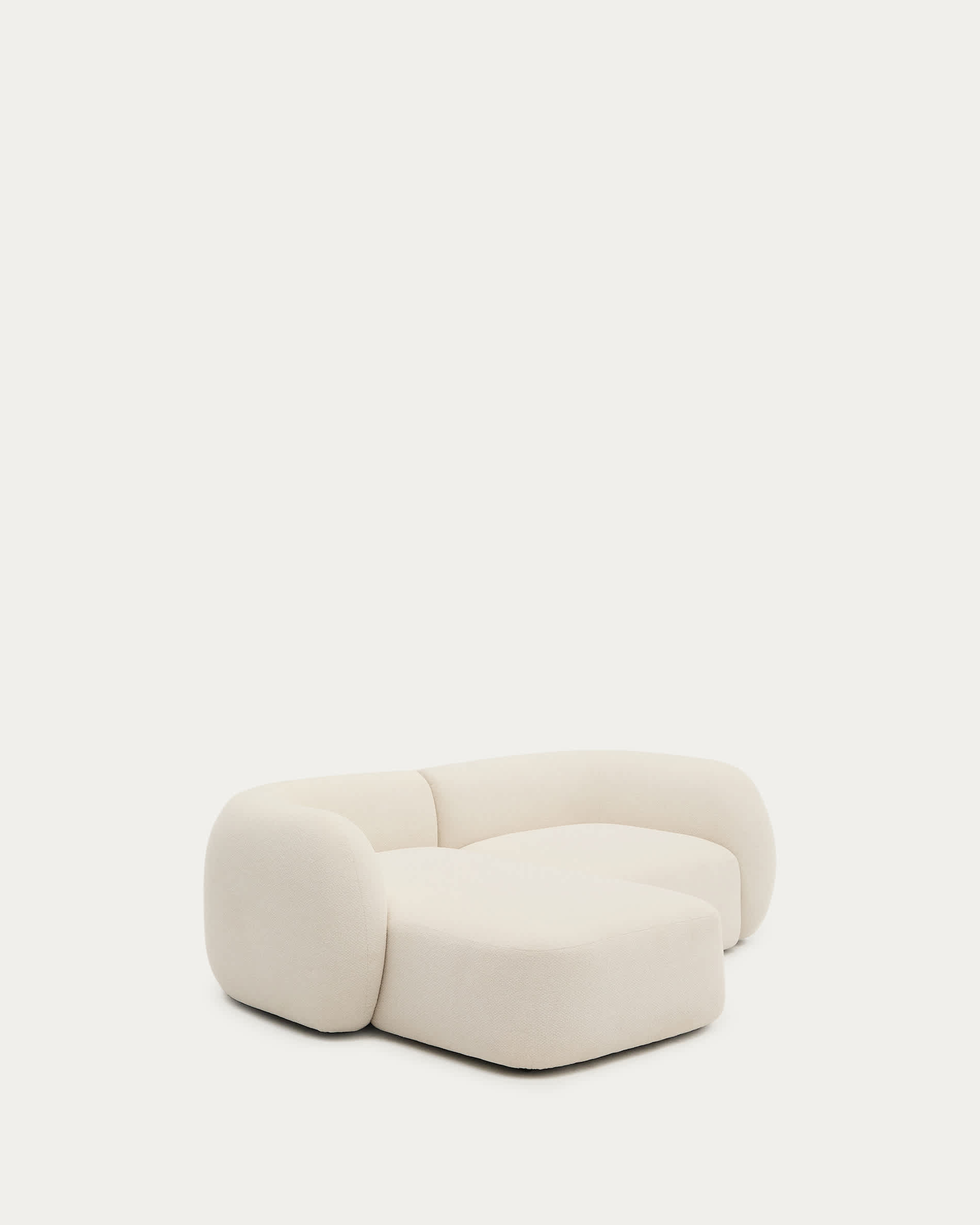 Martina fire-retardant ecru chenille 2-seater modular sofa with left chaise longue 230 cm