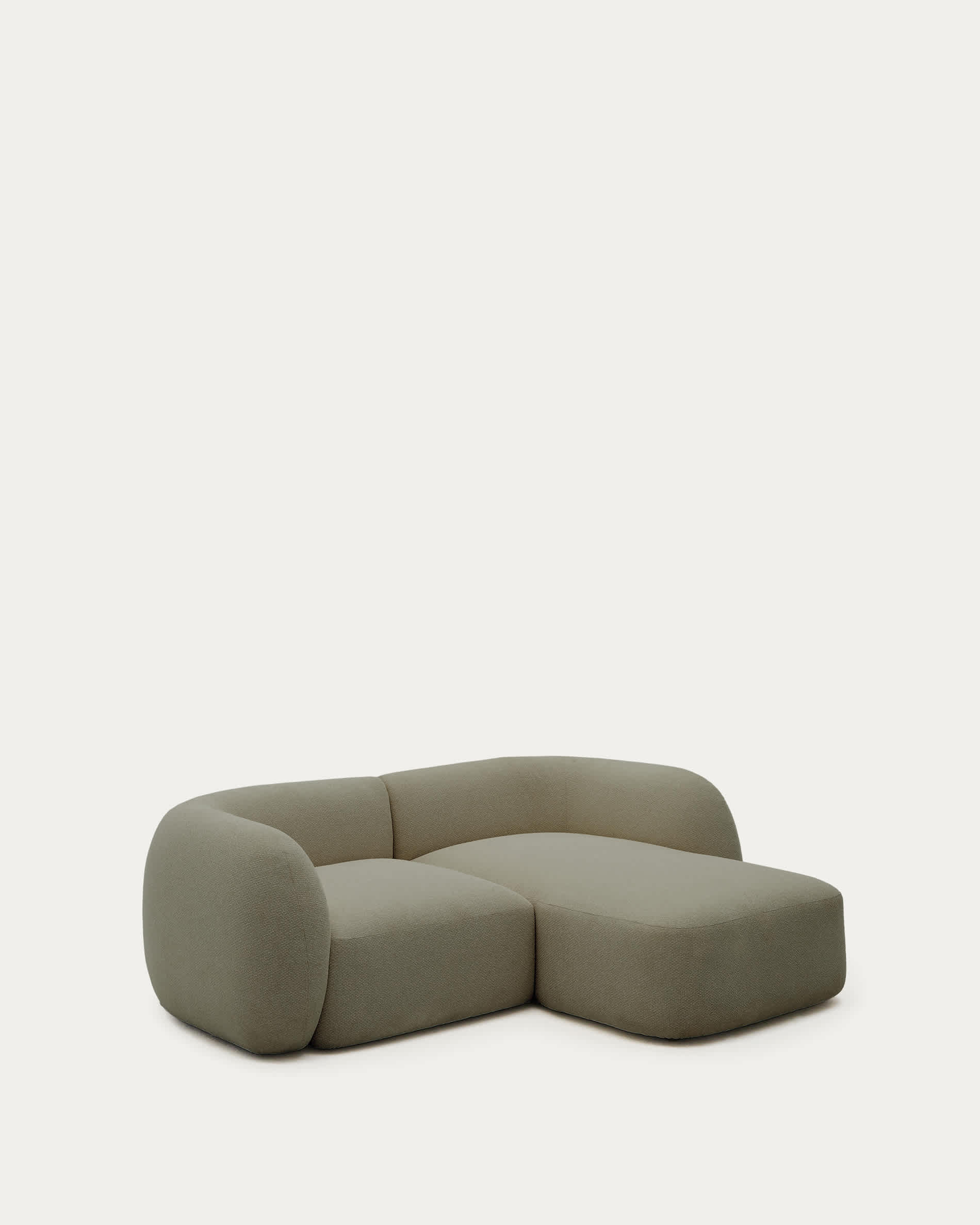 Martina green chenille 2-seater modular sofa with right chaise longue 230 cm