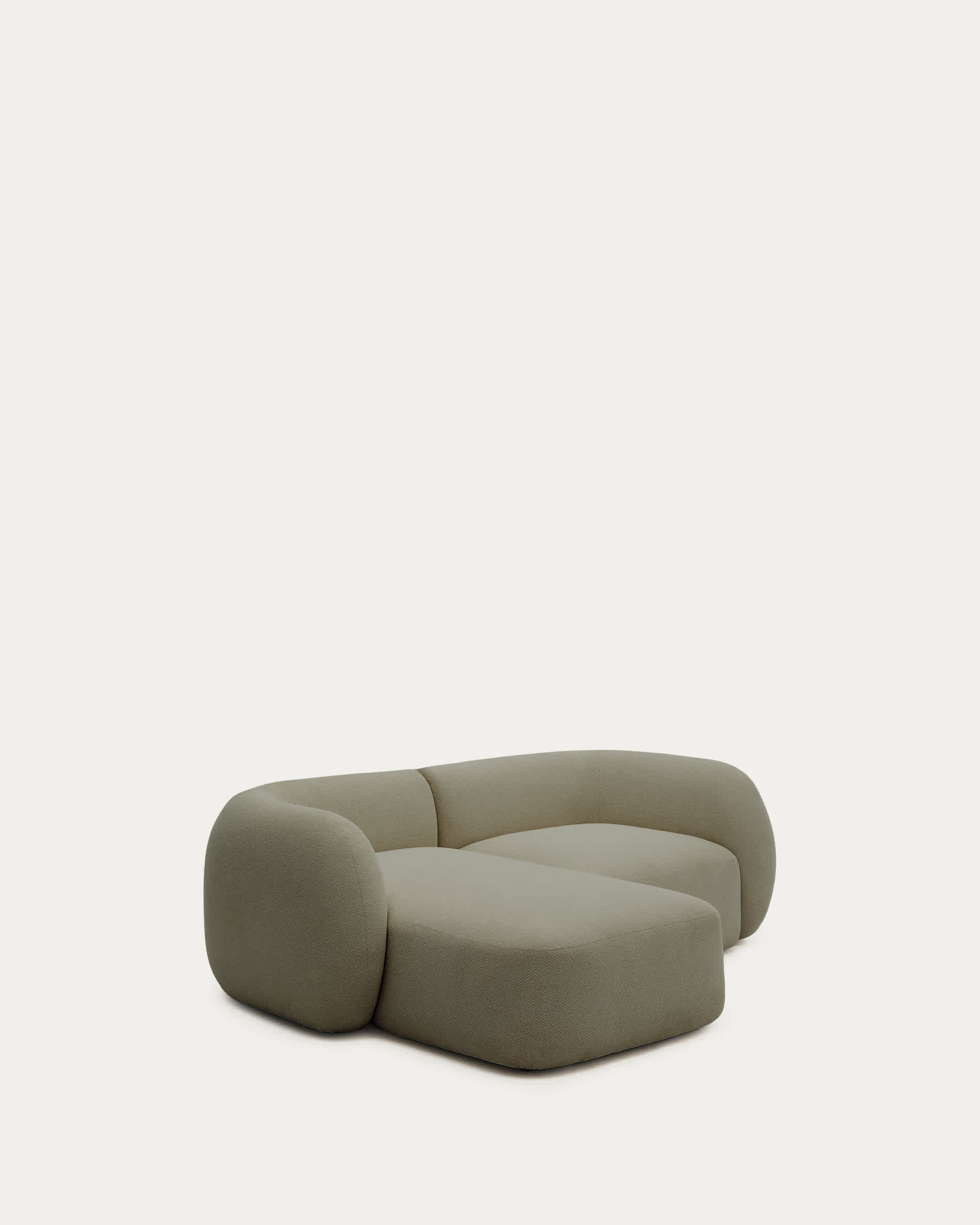 Martina fire-retardant green chenille 2-seater modular sofa with left chaise longue 230 cm
